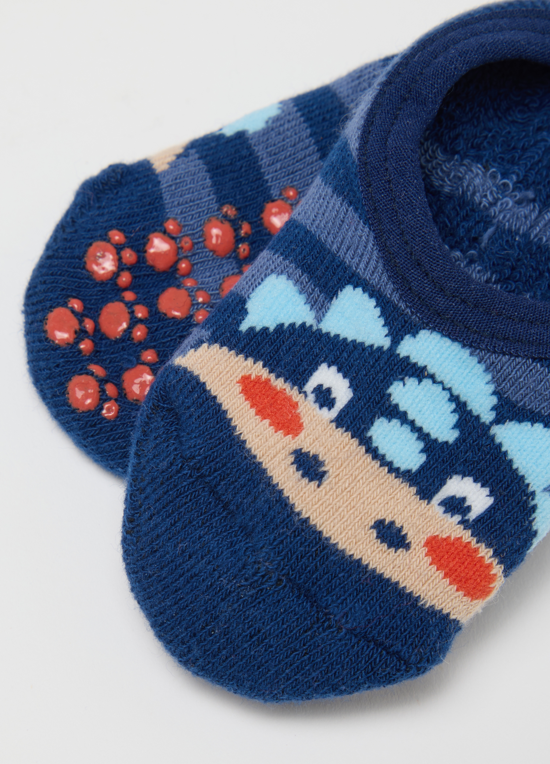 Calze Antiscivolo Da Neonato In Misto Cotone Blu Elasticizzato, Niño, Azul/rojo, Talla: 24-30