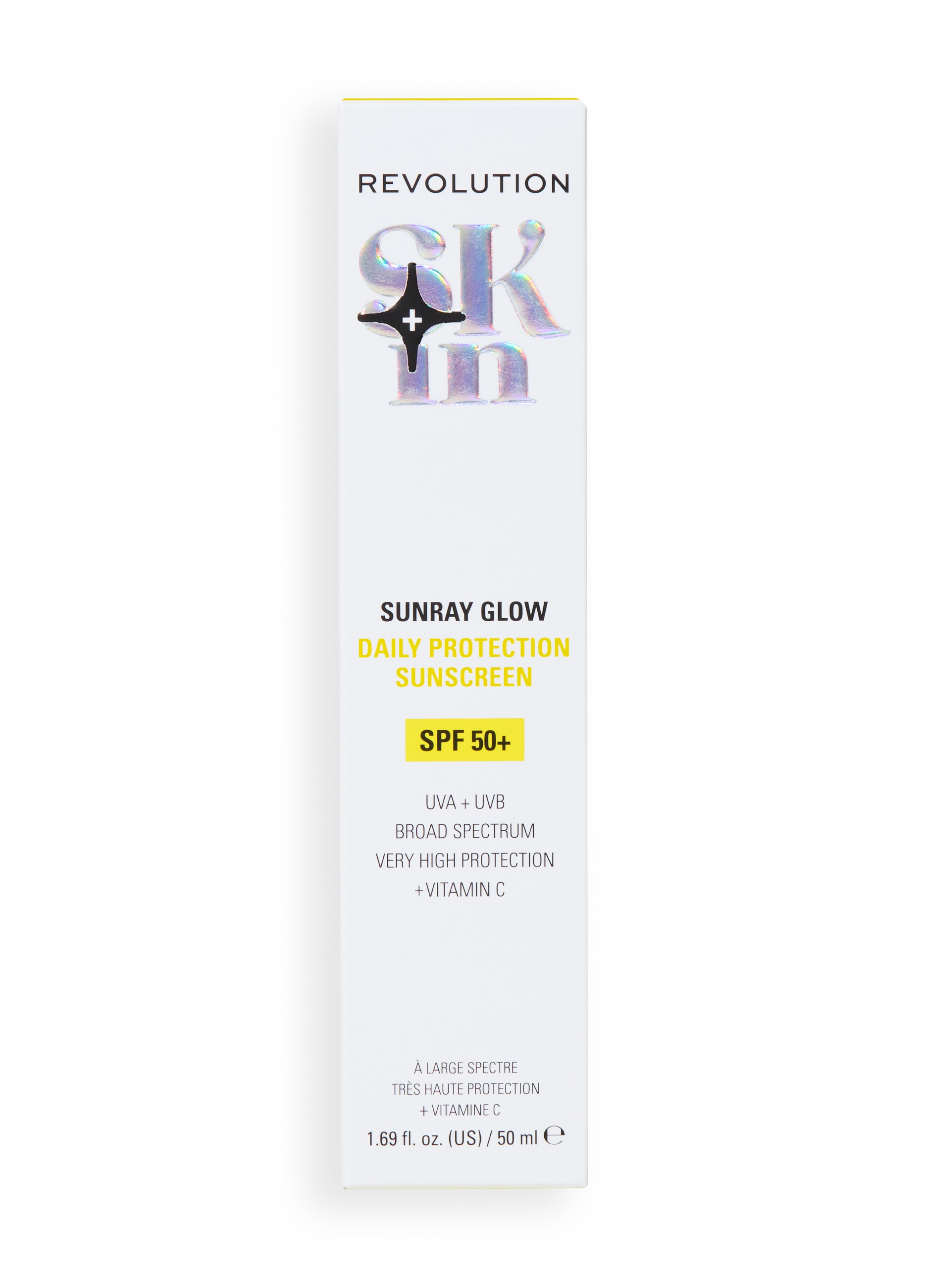 REVOLUTION, Revolution Skin Sunray Glow Daily Protection Crema Solare Spf 50+ Con Vitamin C, Donna, Bianco, Taglia: FASUL