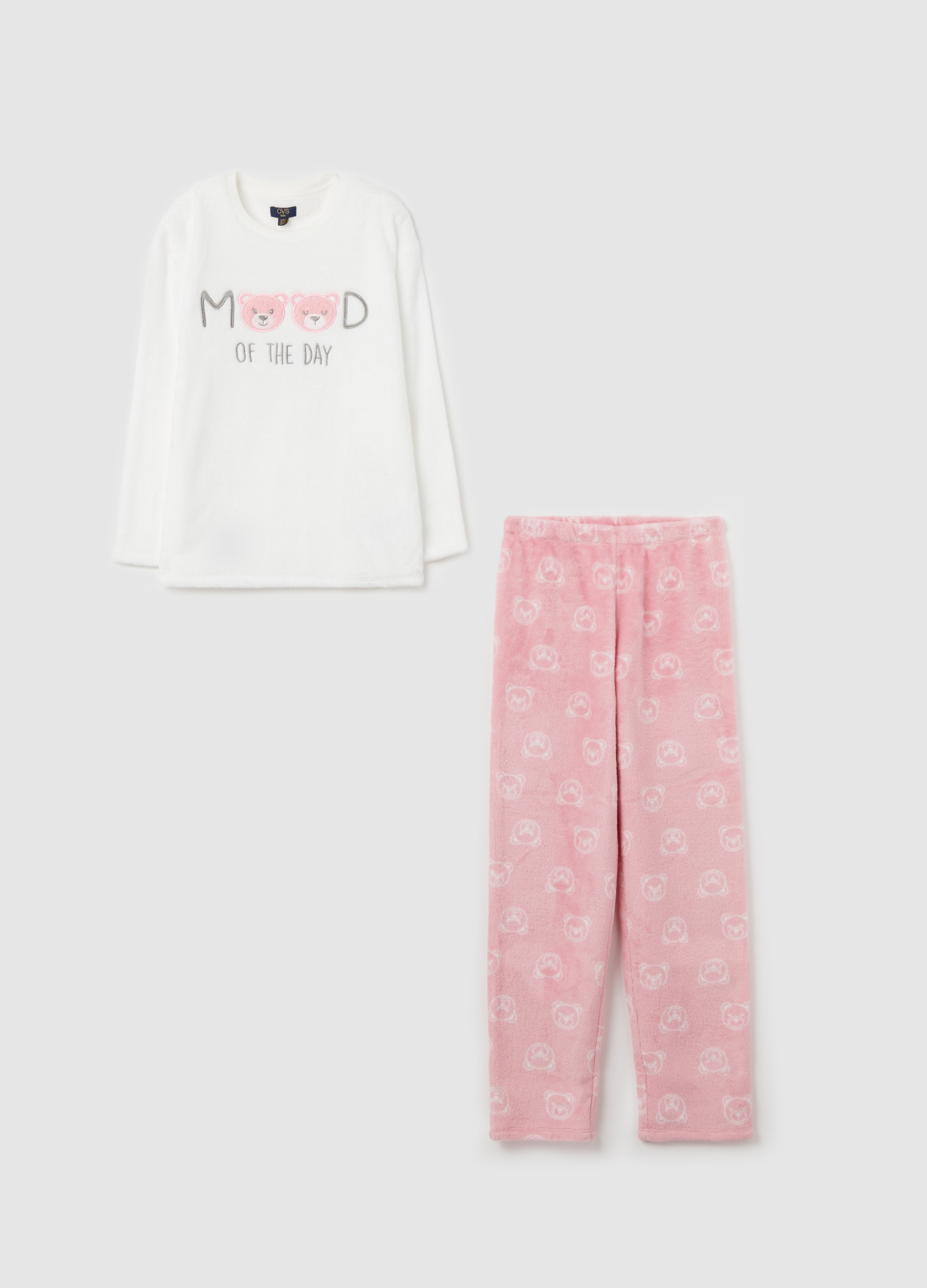 OVS KIDS, Pigiama In Pile Con Ricamo "mood Of The Day", Bambina, Multicolor, Taglia: 14-15