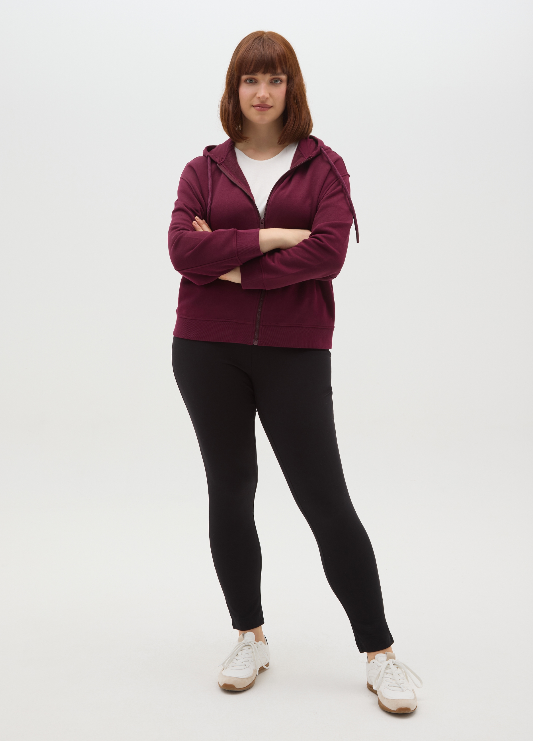 MYA, Leggings Skinny In Misto Cotone Nero, Donna, Nero, Taglia: L