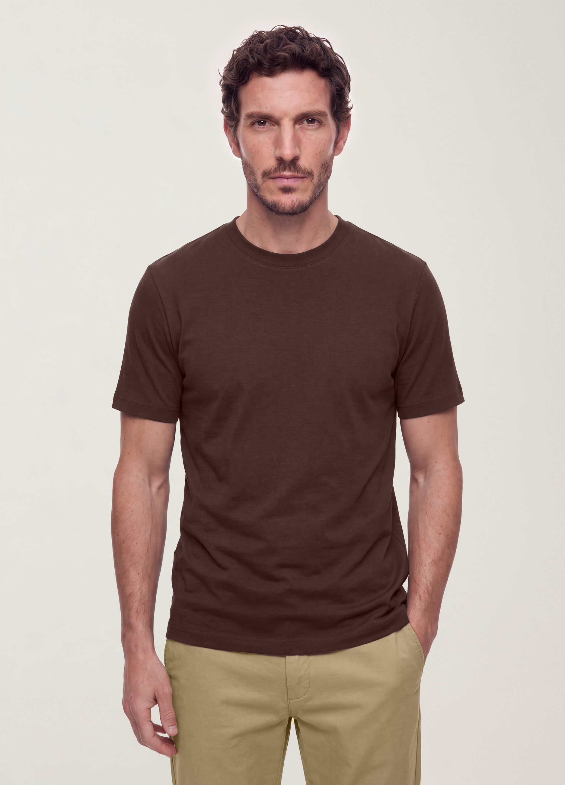 OVS, T-shirt The Iconic Tee Marrone In Puro Cotone A Maniche Corte Regular Fit, Uomo, Marrone, Taglia: M