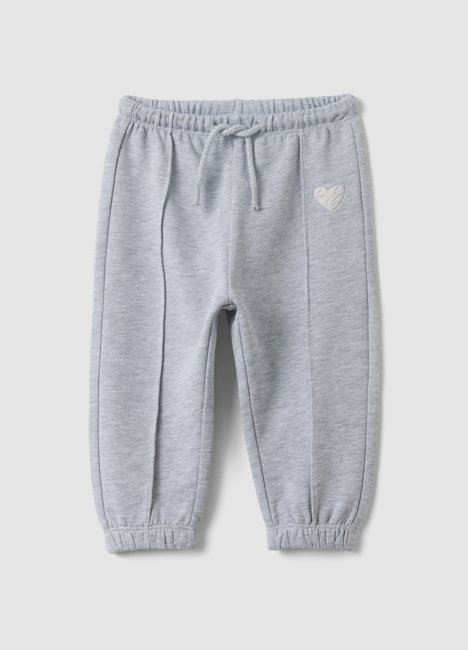 FAGOTTINO, Pantaloni Jogger Grigi In Puro Cotone Con Stampa Cuore Comfort Fit Per Bimba, Bambina, Grigio, Taglia: 9-12