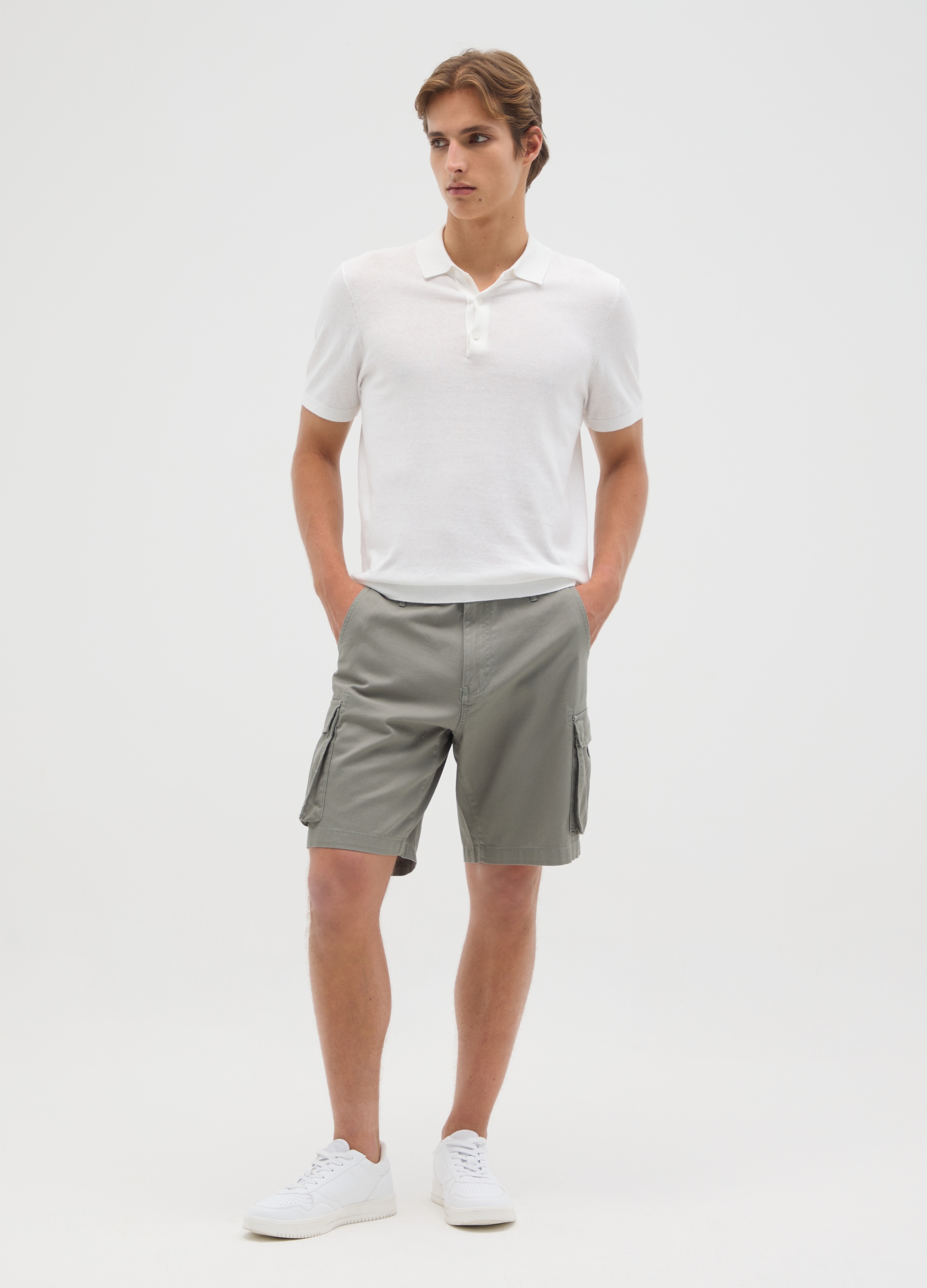 OVS, Herren Bermuda Aus Reiner Baumwolle, Grün, Regular Fit, Mann, Hellgrün, Größe: 44
