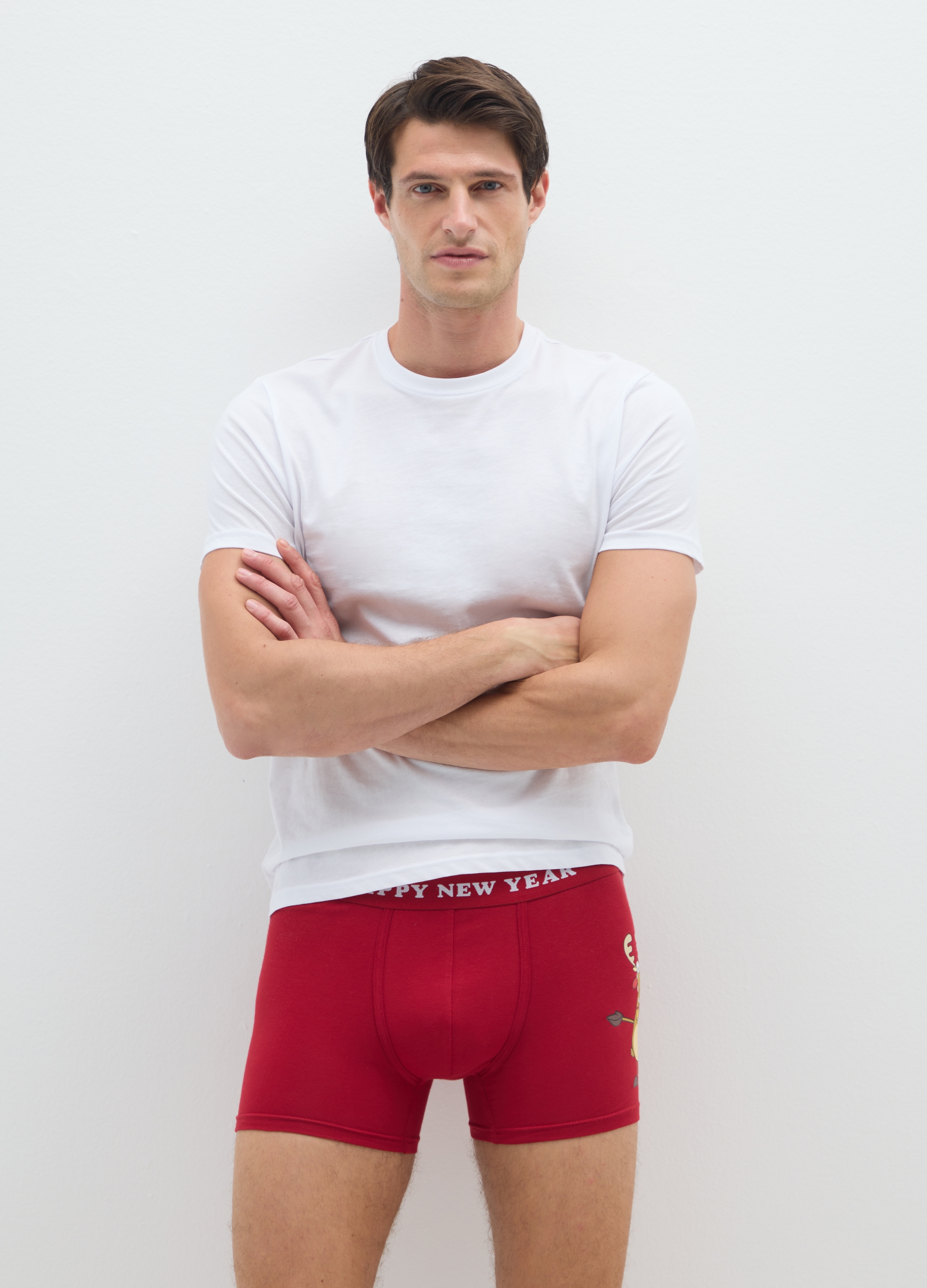 OVS, Boxer In Cotone Elasticizzato Rosso Regular Fit Con Stampa, Uomo, Rosso, Taglia: M