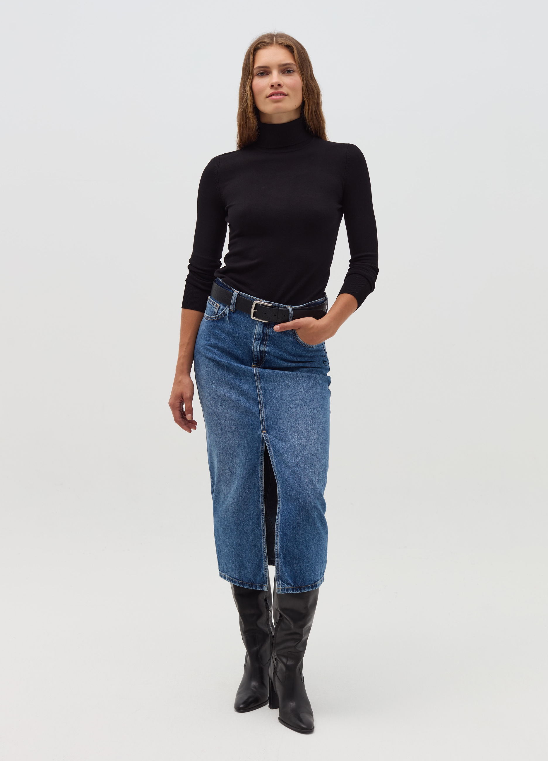 OVS, Dolcevita Nero In Misto Viscosa, Donna, Nero, Taglia: S