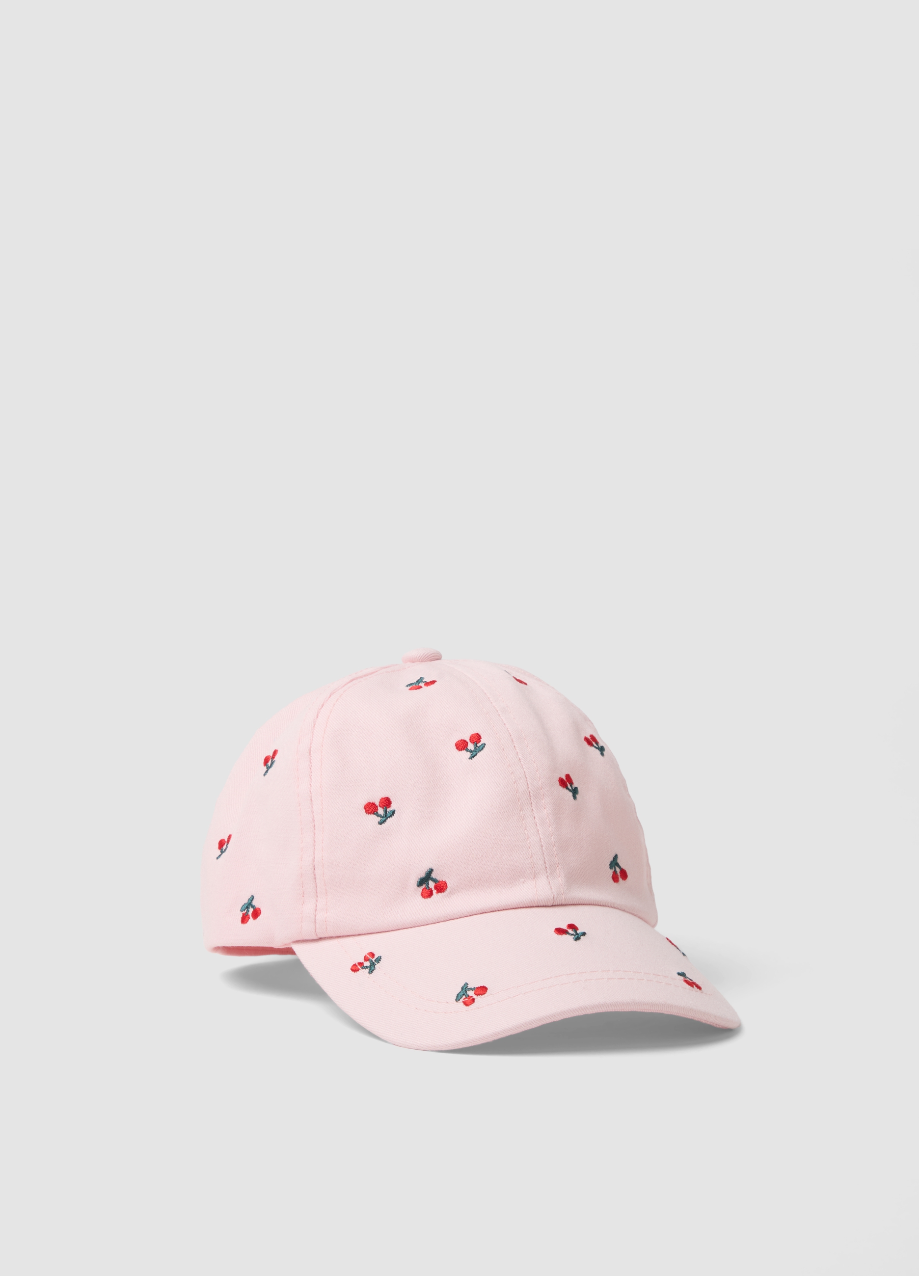OVS KIDS, Sombrero Rosa De Niña De Algodón Puro Con Cerezas Bordadas, Niña, Rosa Claro, Talla: 54