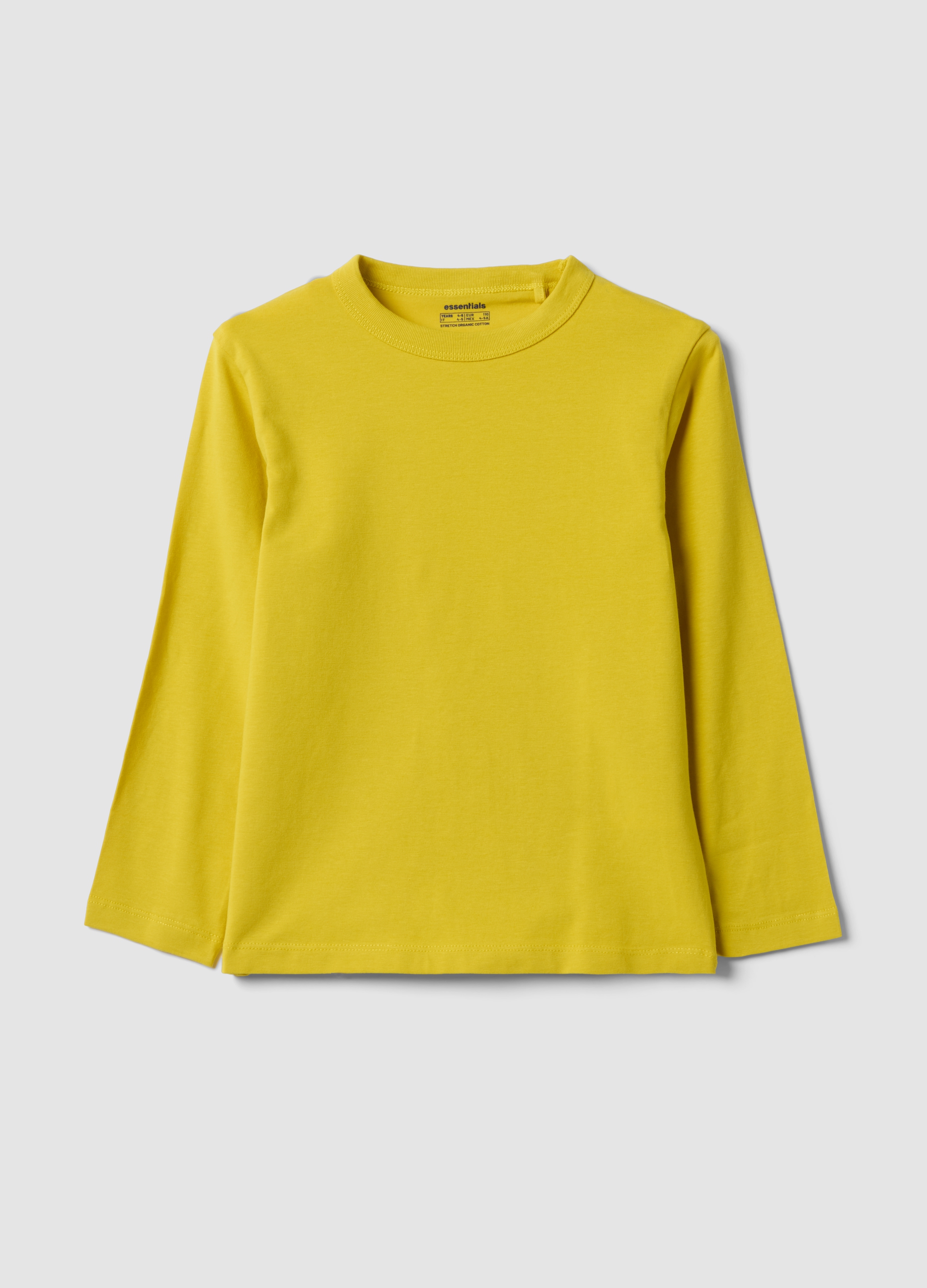 OVS KIDS, T-shirt Gialla A Maniche Lunghe In Cotone Organico, Bambino, Giallo, Taglia: 6-7