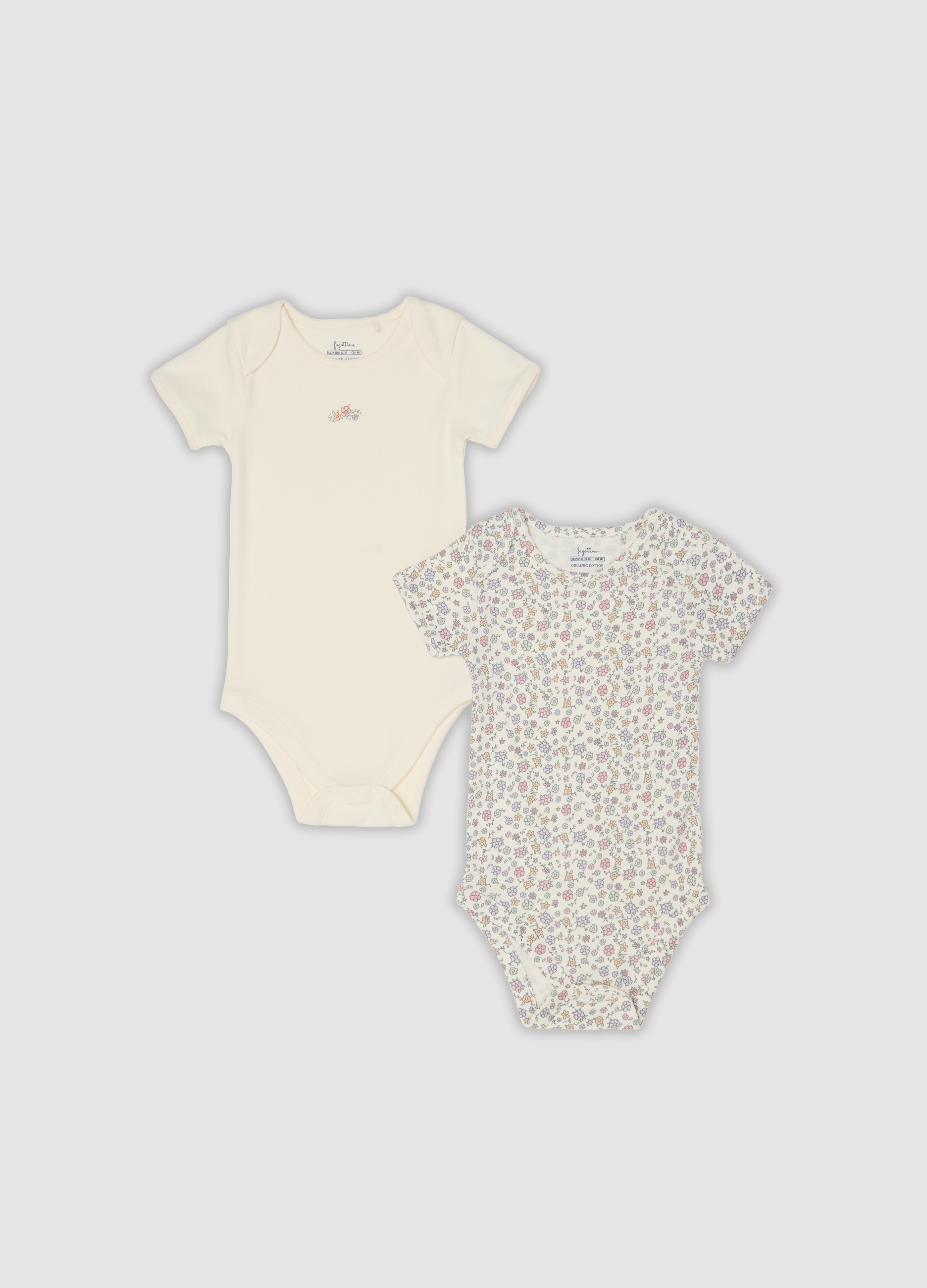 FAGOTTINO, Bipack Di Body Multicolor In Cotone Organico A Maniche Corte, Bambina, Multicolor, Taglia: 12-18