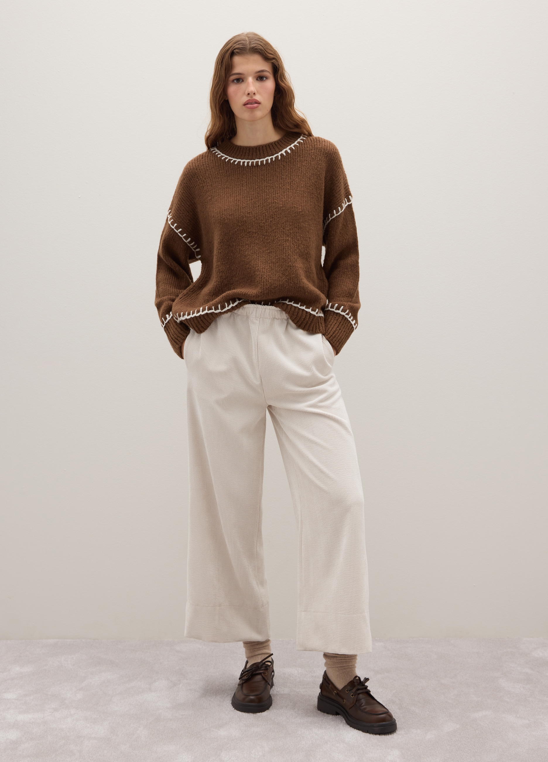 PIOMBO, Pantaloni Verdi In Puro Cotone A Costine Regular Fit, Donna, Verde, Taglia: XS