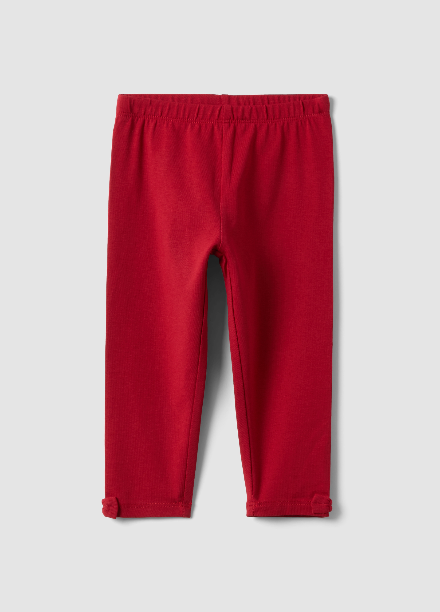 FAGOTTINO, Leggings Rossi In Cotone Organico Elasticizzato Con Fiocchi Per Bimba, Bambina, Rosso, Taglia: 30-36
