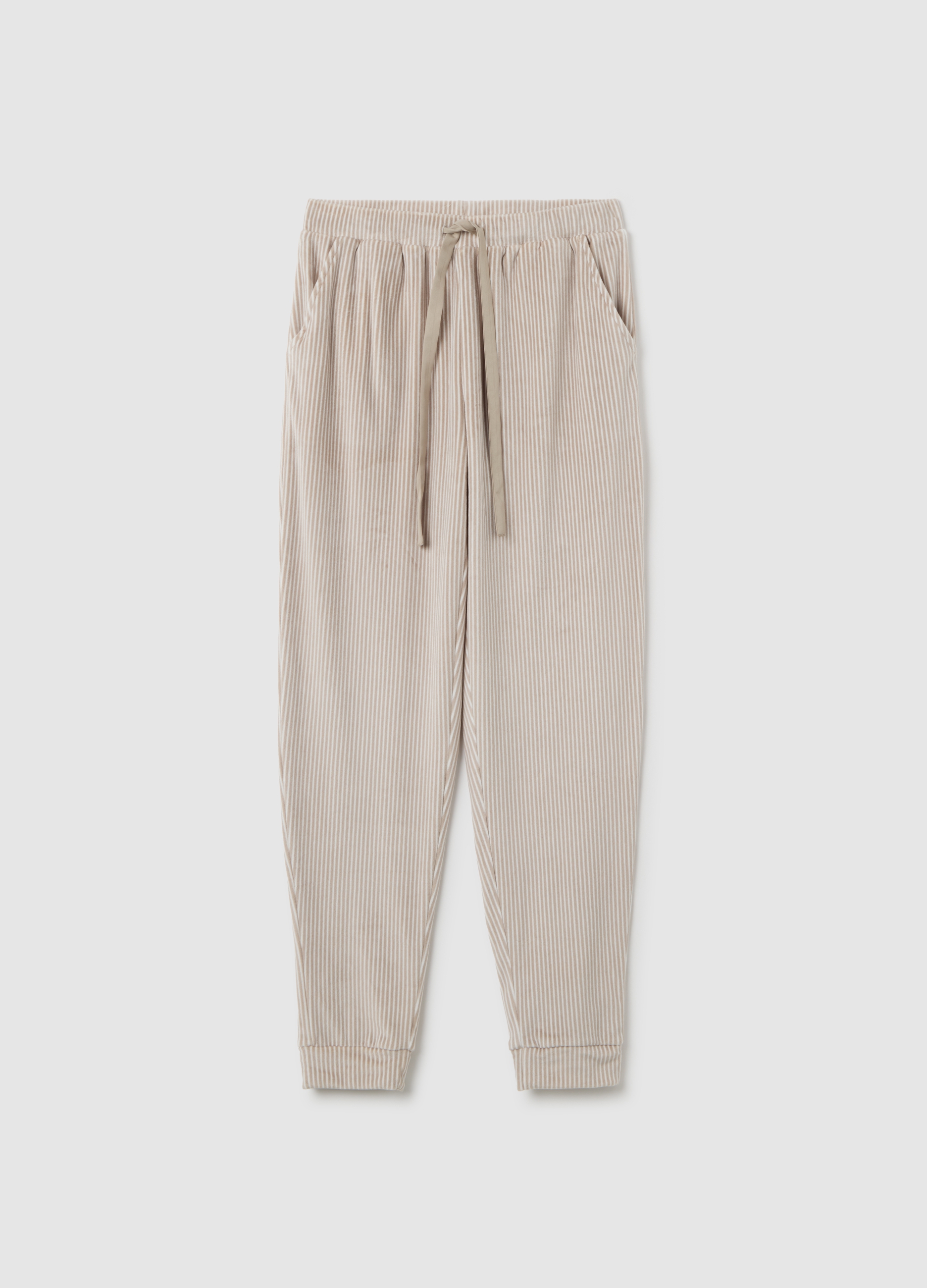 Pantalones De Pijama Beige Ajustables En La Cintura, Mujer, Beige Claro, Talla: L