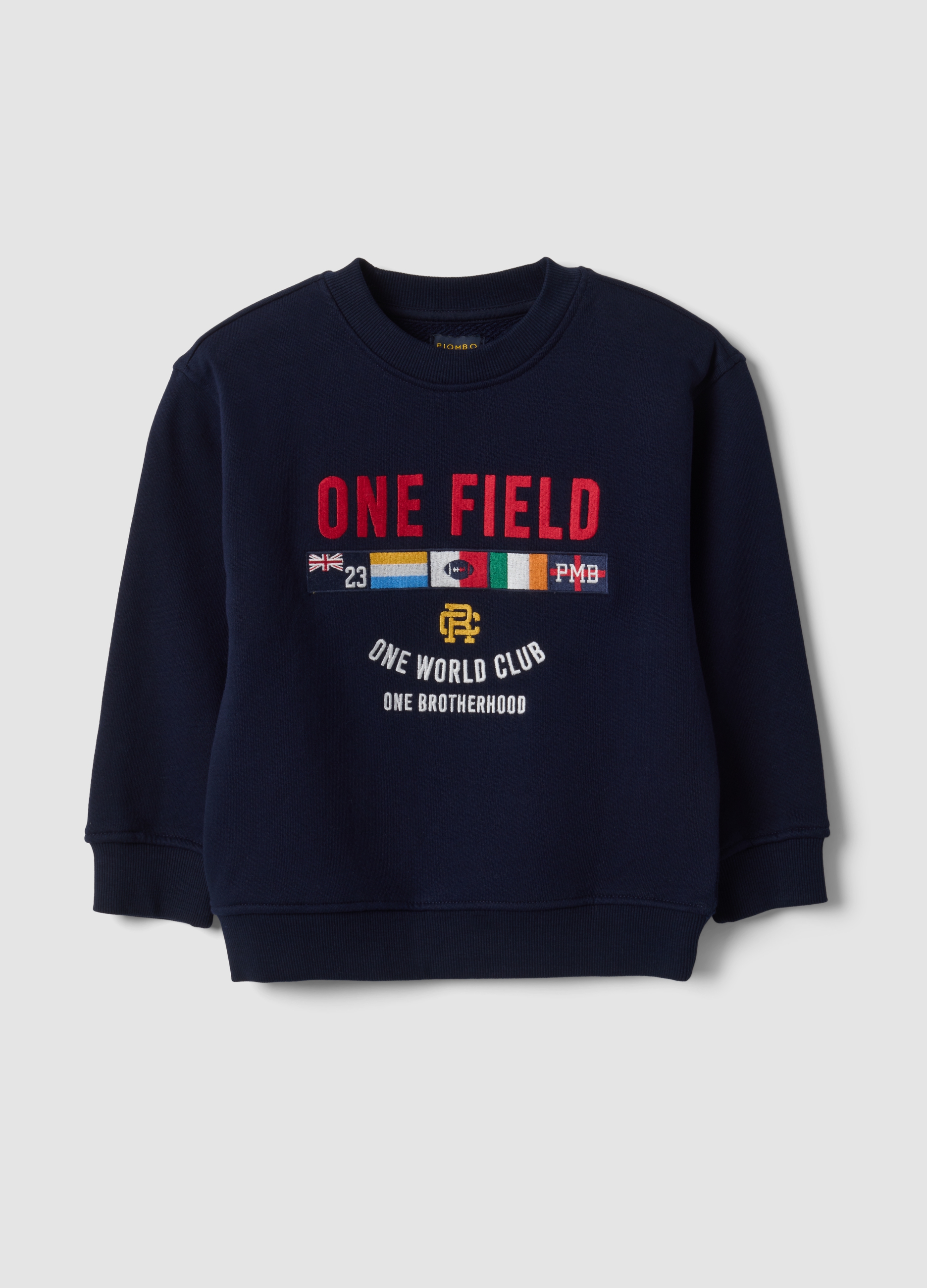 PIOMBO KIDS, Felpa Over Blu In Puro Cotone Organico Con Stampa, Bambino, Blu, Taglia: 10