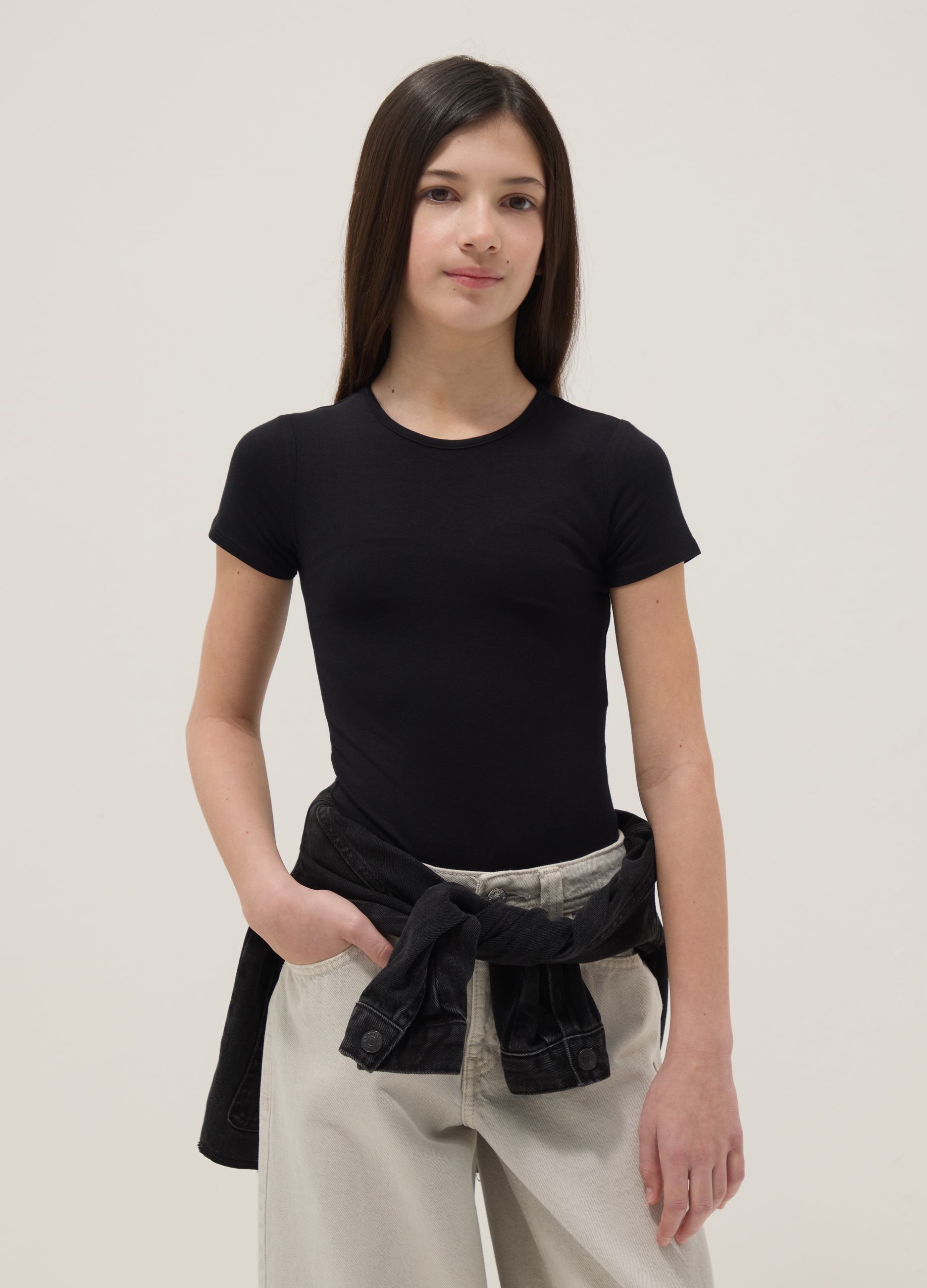 OVS KIDS, Body Ajustado De Algodón Elástico Negro Para Chicas, Niña, Gunmetal, Talla: 12-13