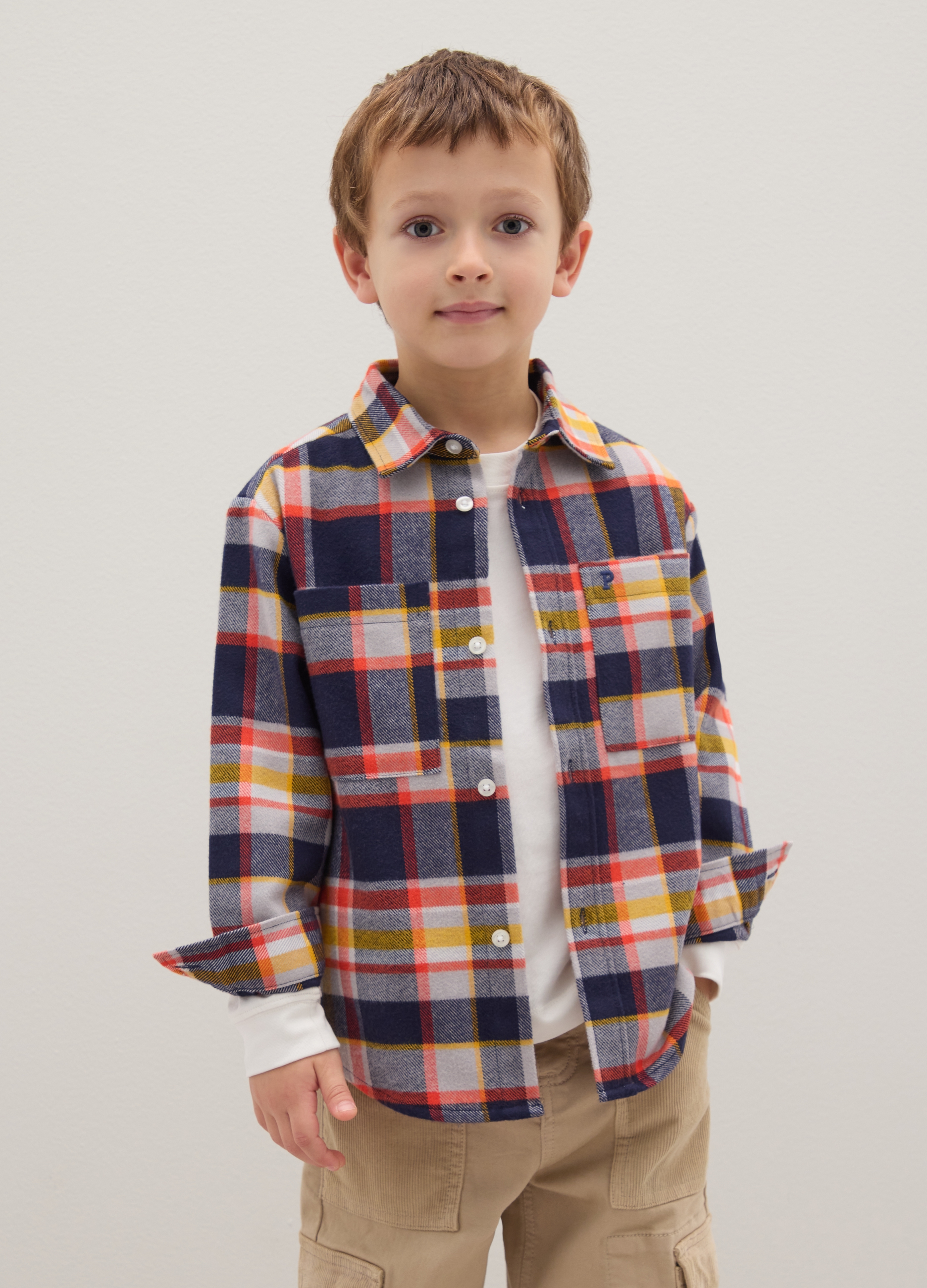 PIOMBO KIDS, Camicia Da Bambino Multicolor A Quadri Regular Fit, Multicolor, Taglia: 4