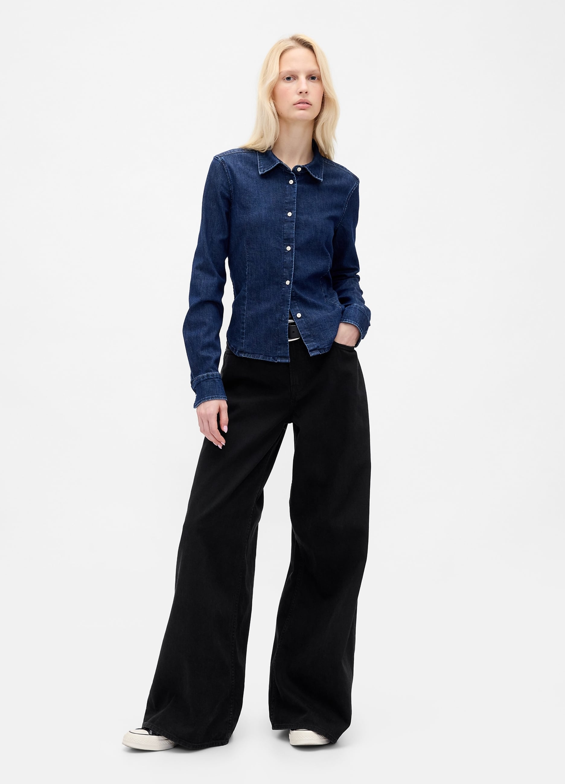 GAP, Jeans Wide Leg, Donna, Nero, Taglia: 38 REGULAR