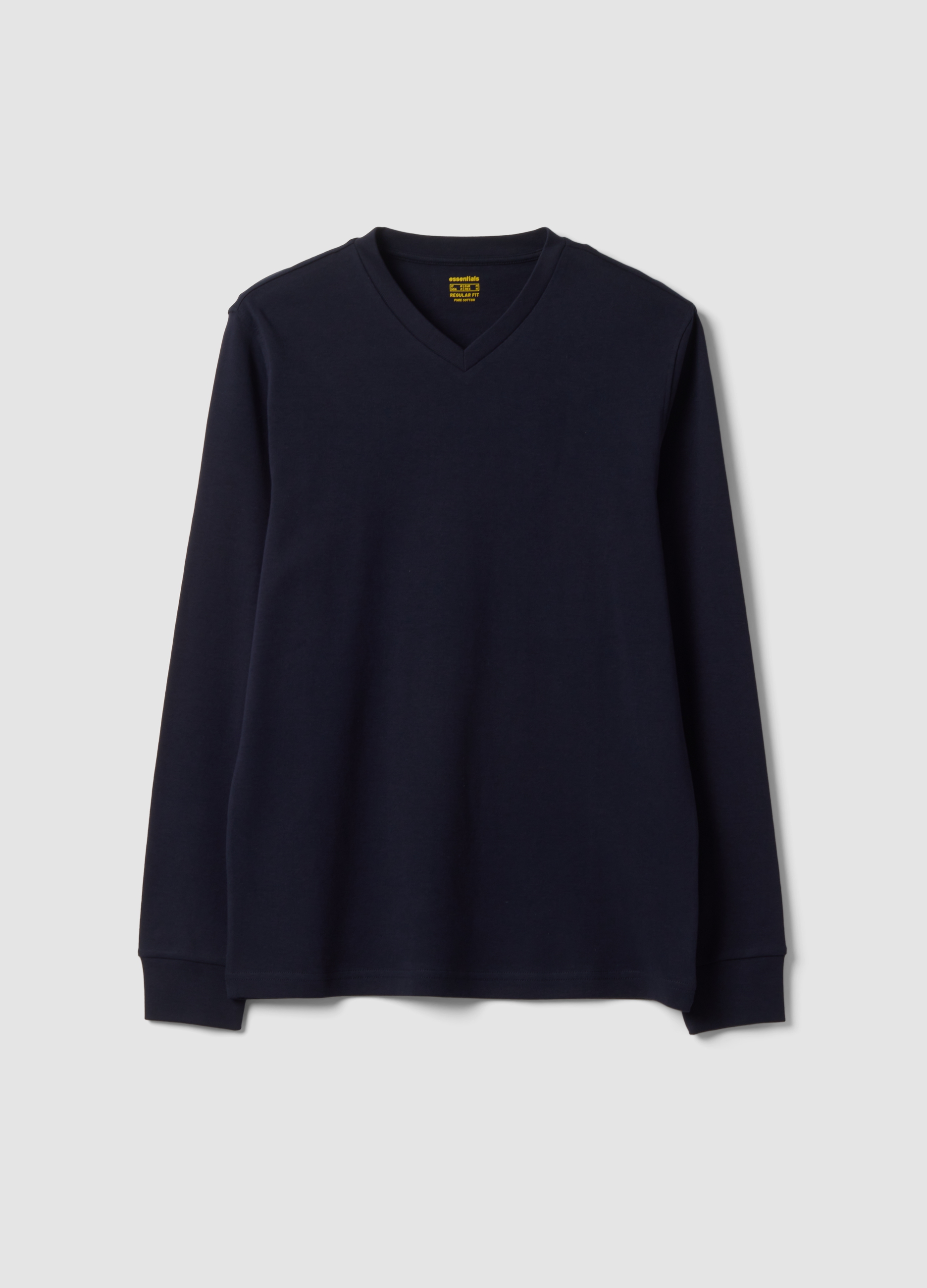OVS, T-shirt Blu In Puro Cotone Con Scollo A V Regular Fit, Uomo, Blu, Taglia: L