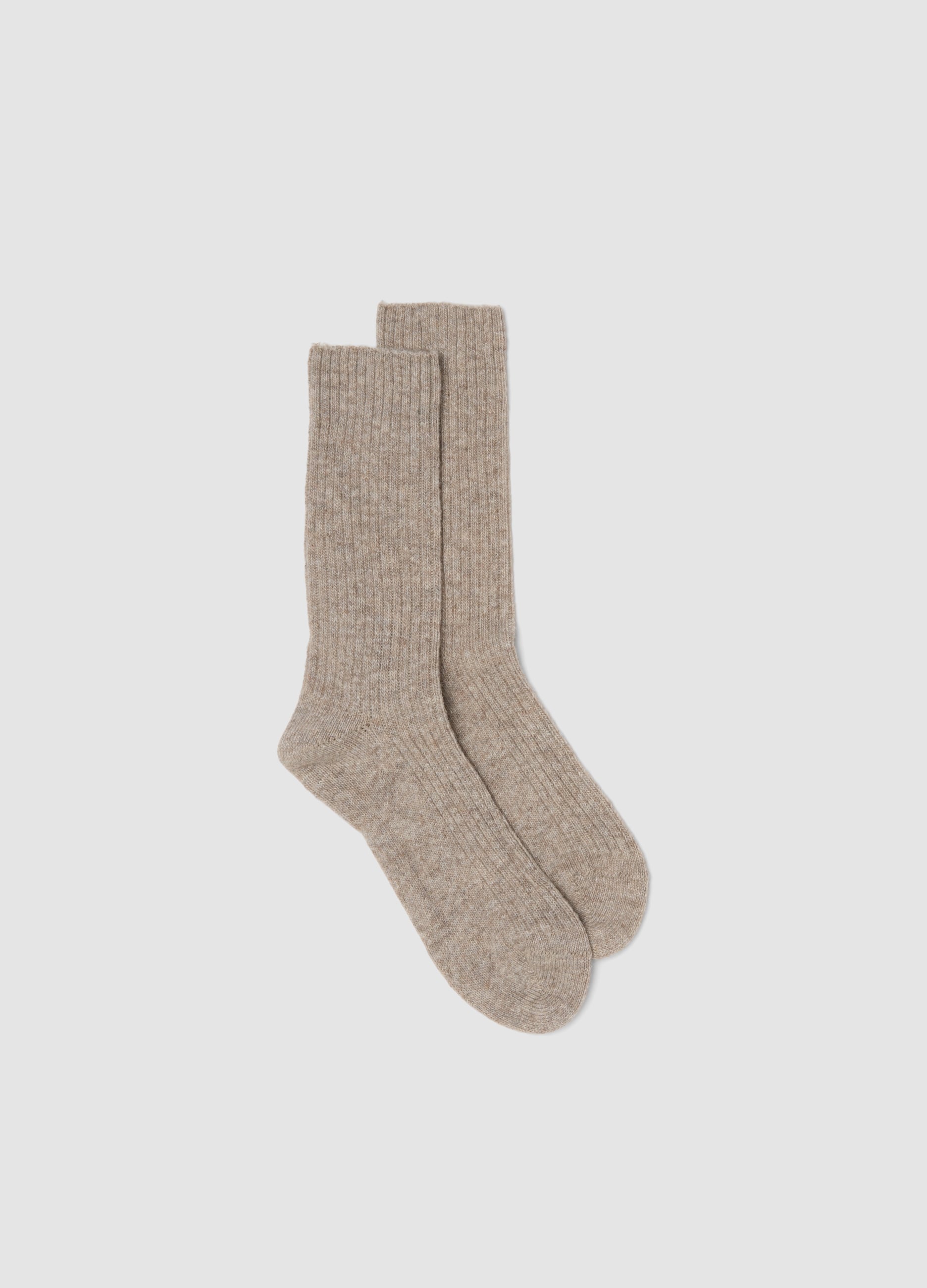 LES COPAINS, Calzini Beige A Costine In Lana, Viscosa E Cashmere Elasticizzato, Donna, Beige, Taglia: ONE SIZE