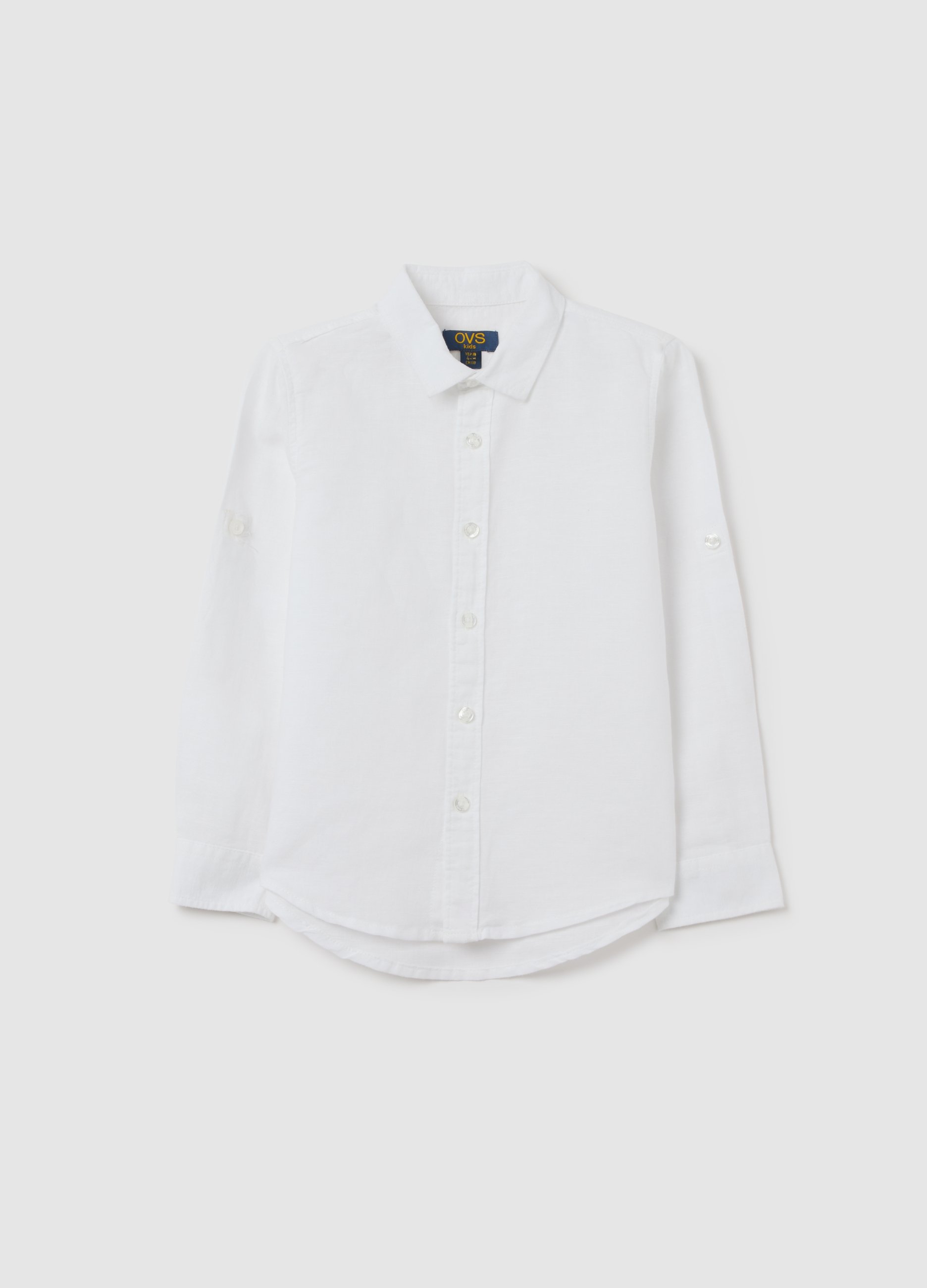 OVS, Camicia Da Bambino In Lino Bianco Regular Fit, Bianco, Taglia: 4-5
