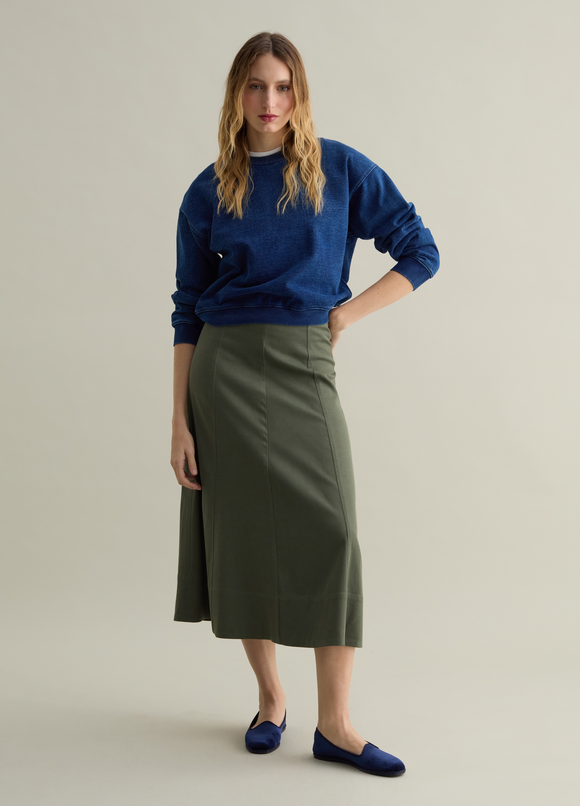 PIOMBO, Felpa Oversize In Denim, Donna, Denim, Taglia: XS