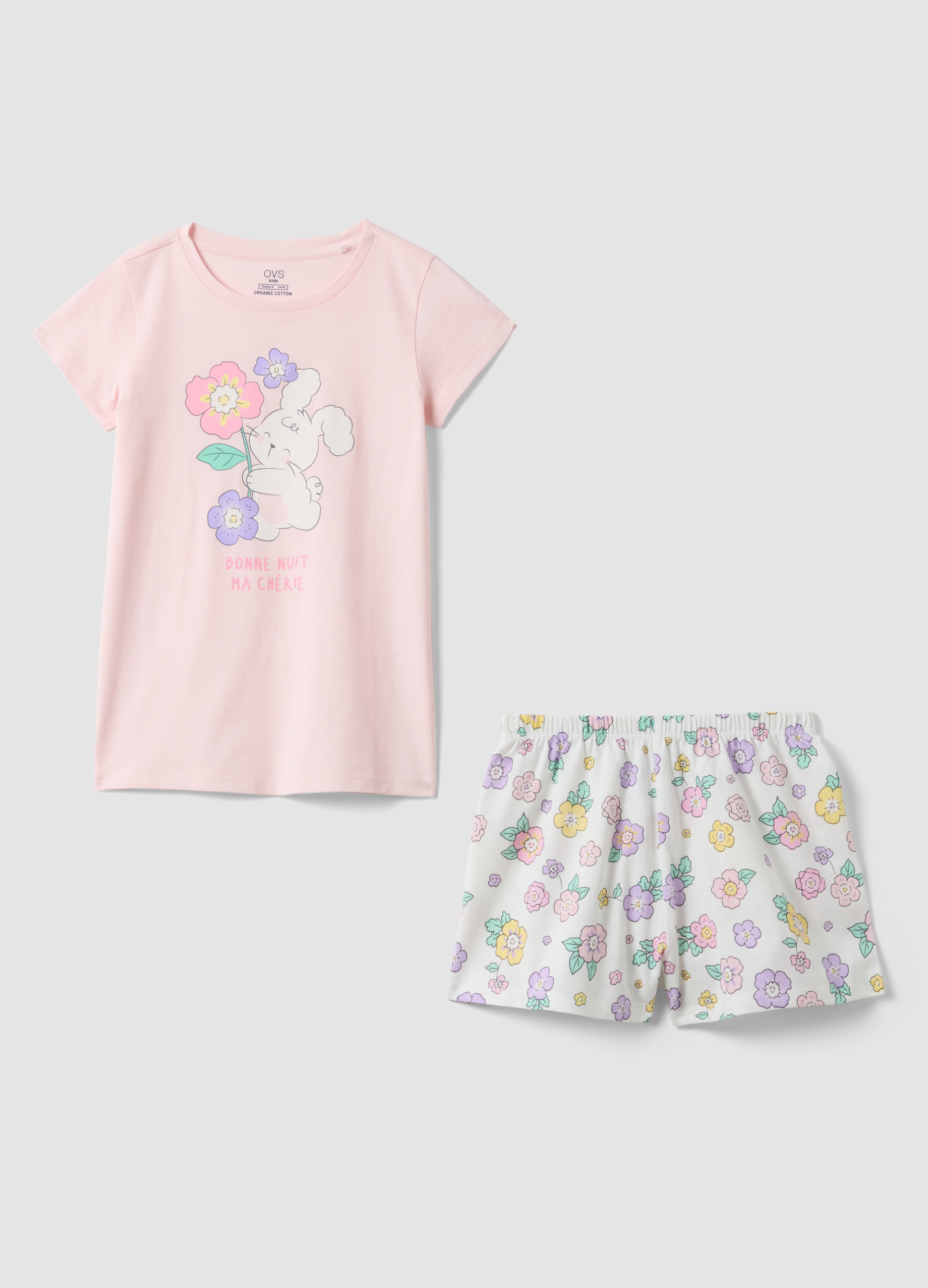 OVS KIDS, Pigiama In Puro Cotone Multicolor Da Bambina Regular Fit Con Fiori, Multicolor, Taglia: 3-4