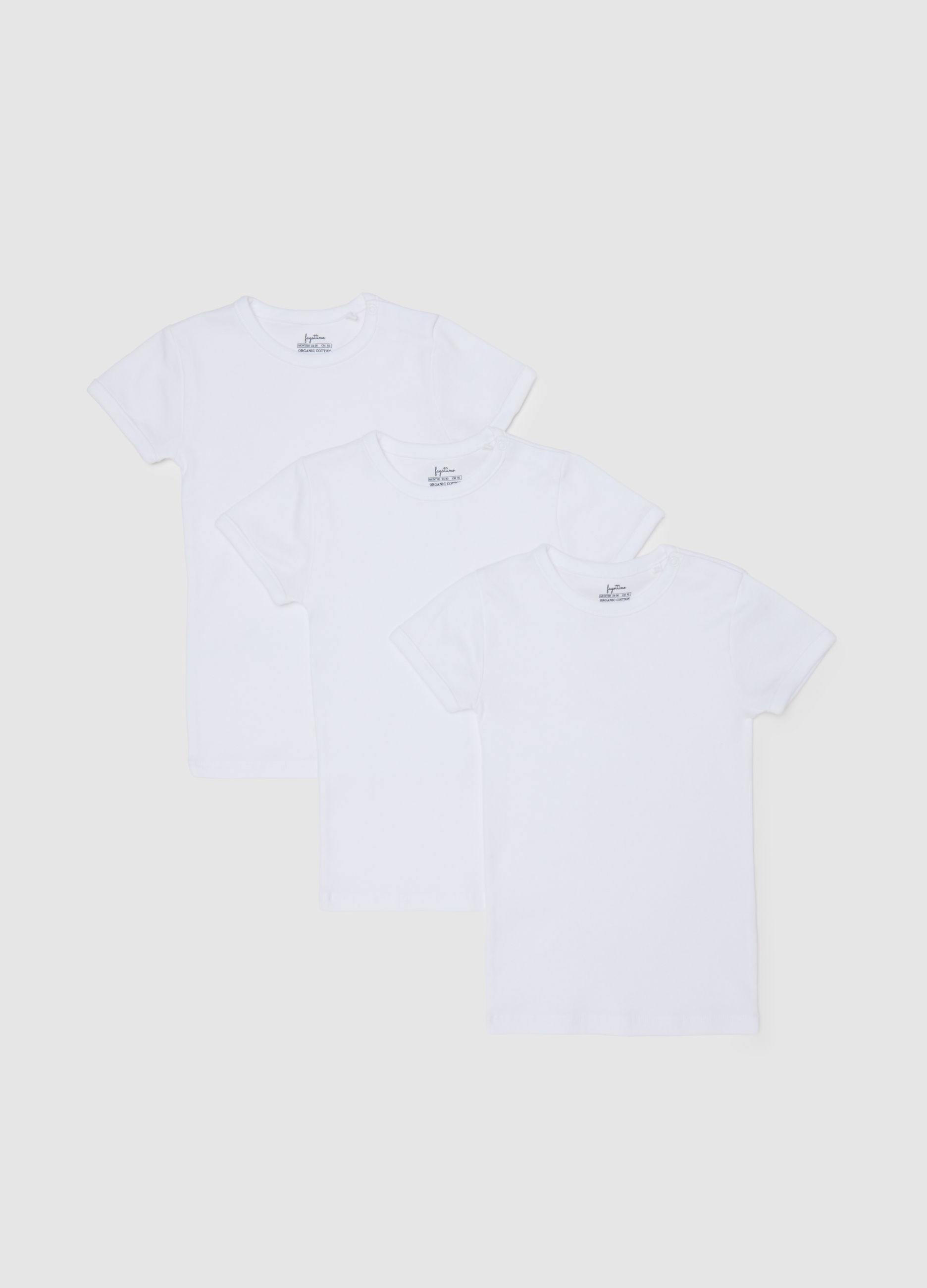 FAGOTTINO, Tripack T-shirt Bianche Da Neonato In Puro Cotone Regular Fit, Unisex, Bianco, Taglia: 18-24