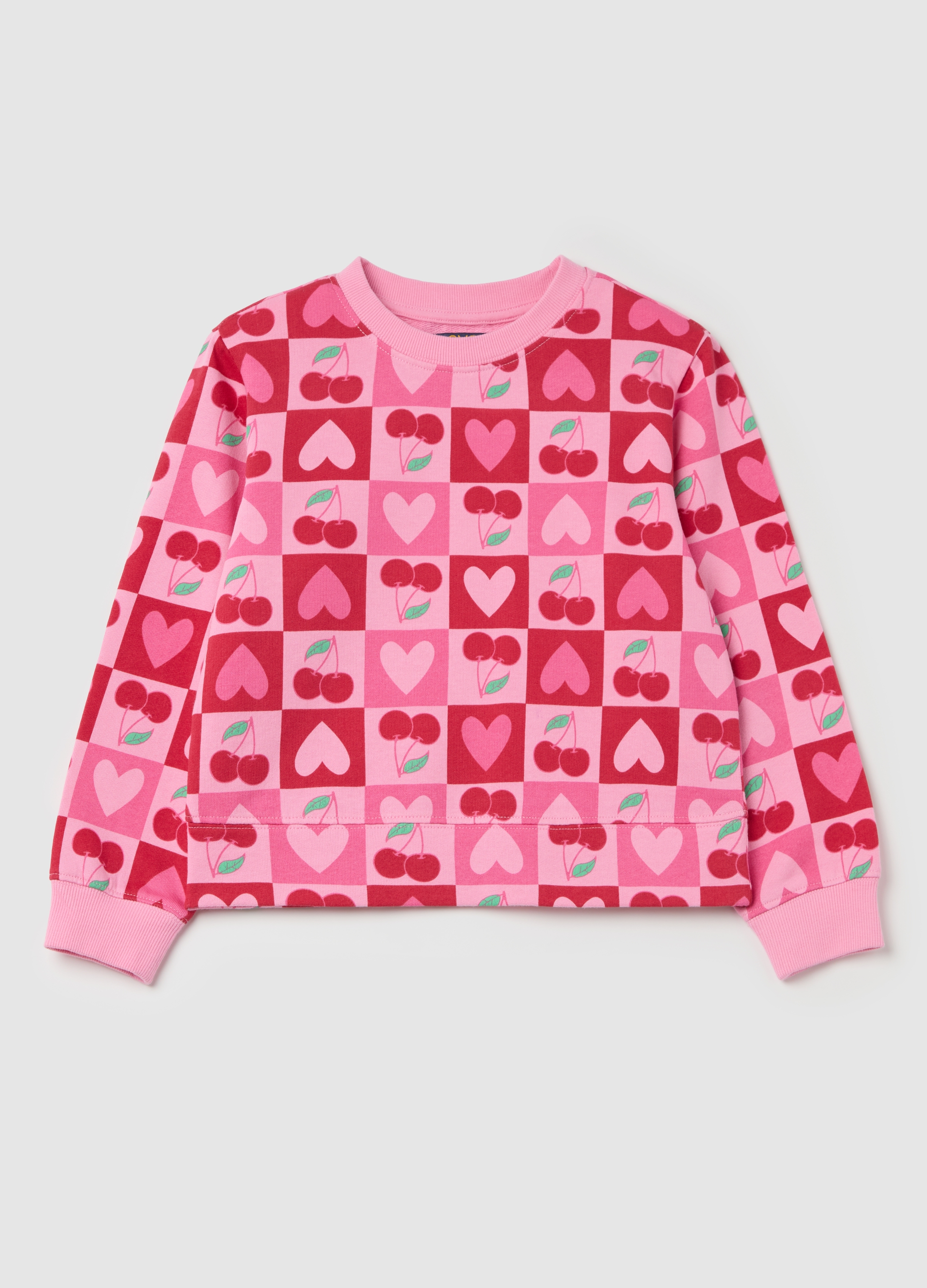 OVS, Felpa In French Terry Con Stampa, Bambina, Rosa, Taglia: 4-5