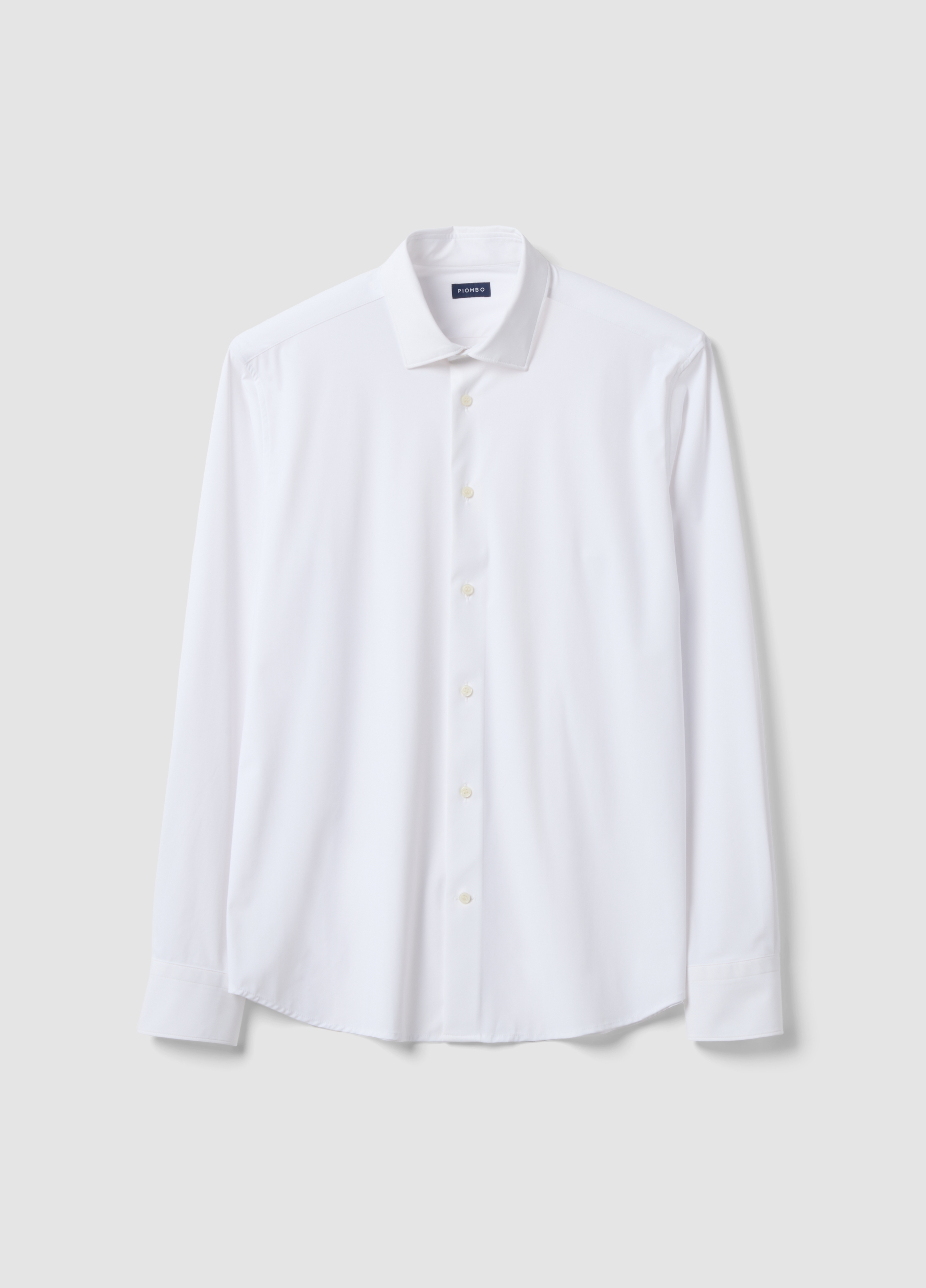 Piombo Tech, Camicia Bianca In Tessuto Elasticizzato Traspirante E 4 Way Stretch Slim Fit, Uomo, Bianco, Taglia: XXL