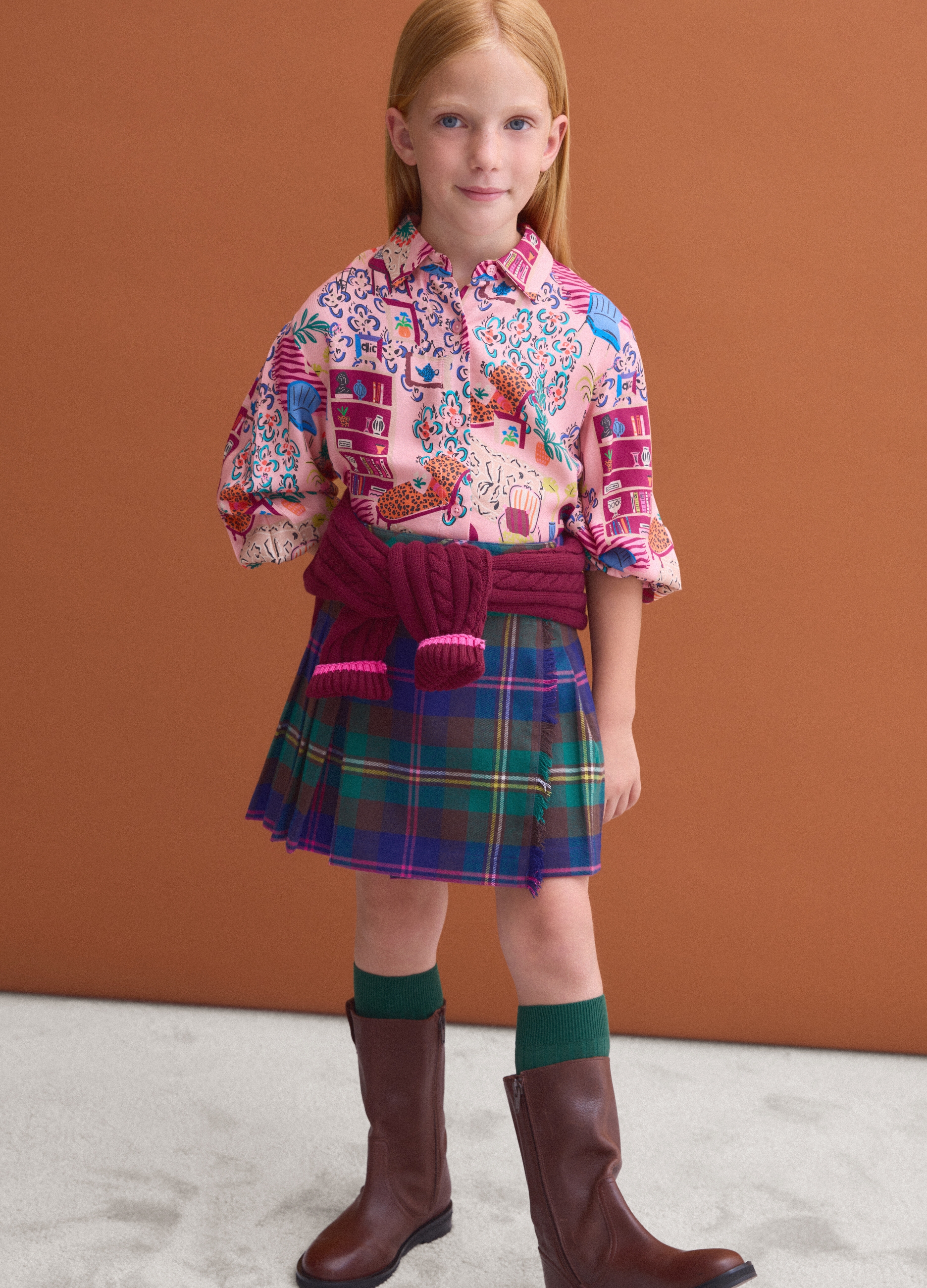 PIOMBO KIDS, Gonna Multicolor In Viscosa Elasticizzata A Quadri Per Bambina, Multicolor, Taglia: 8