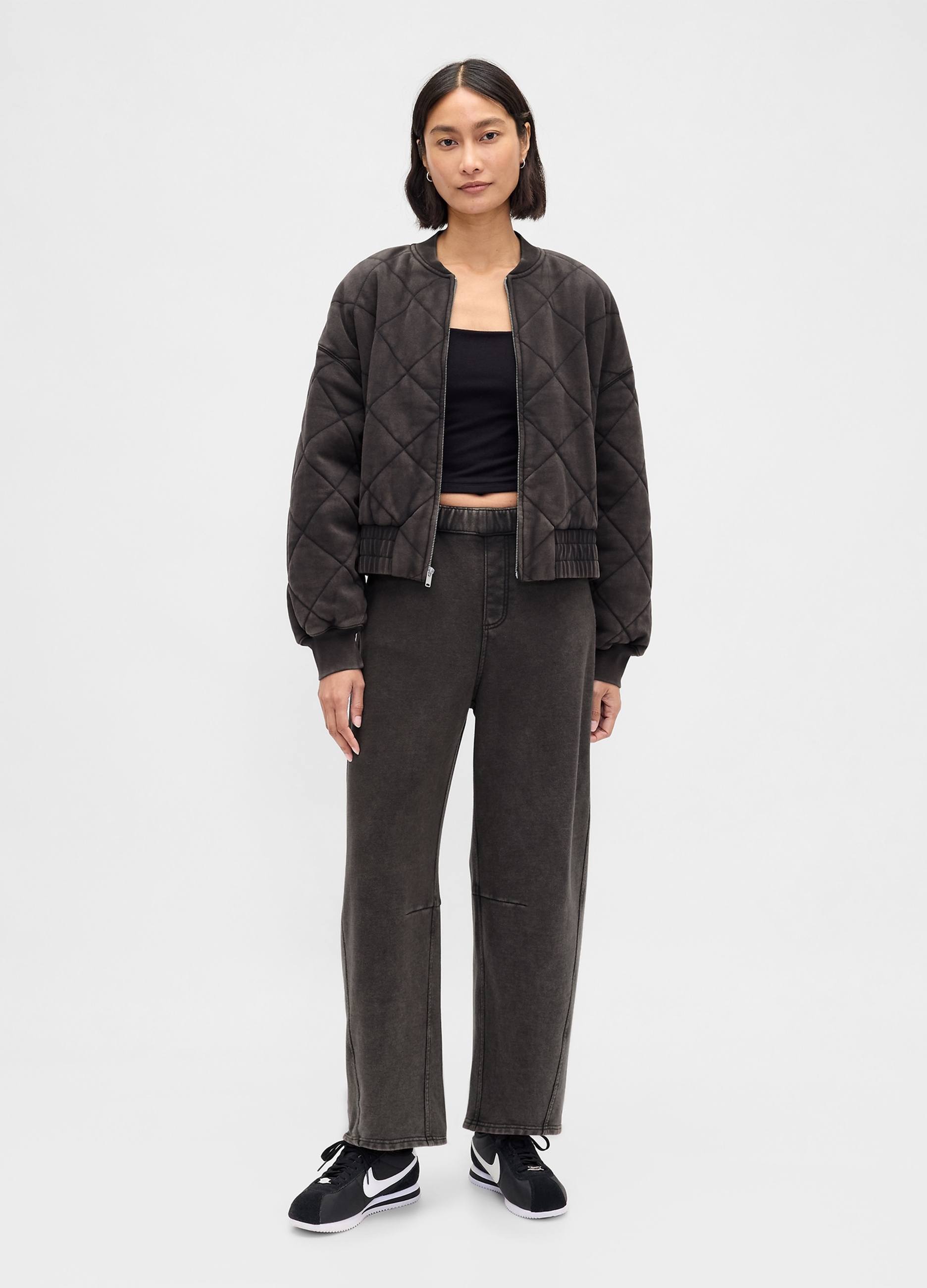 GAP, Pantaloni In Misto Cotone A Gamba Larga, Donna, Grigio, Taglia: XS