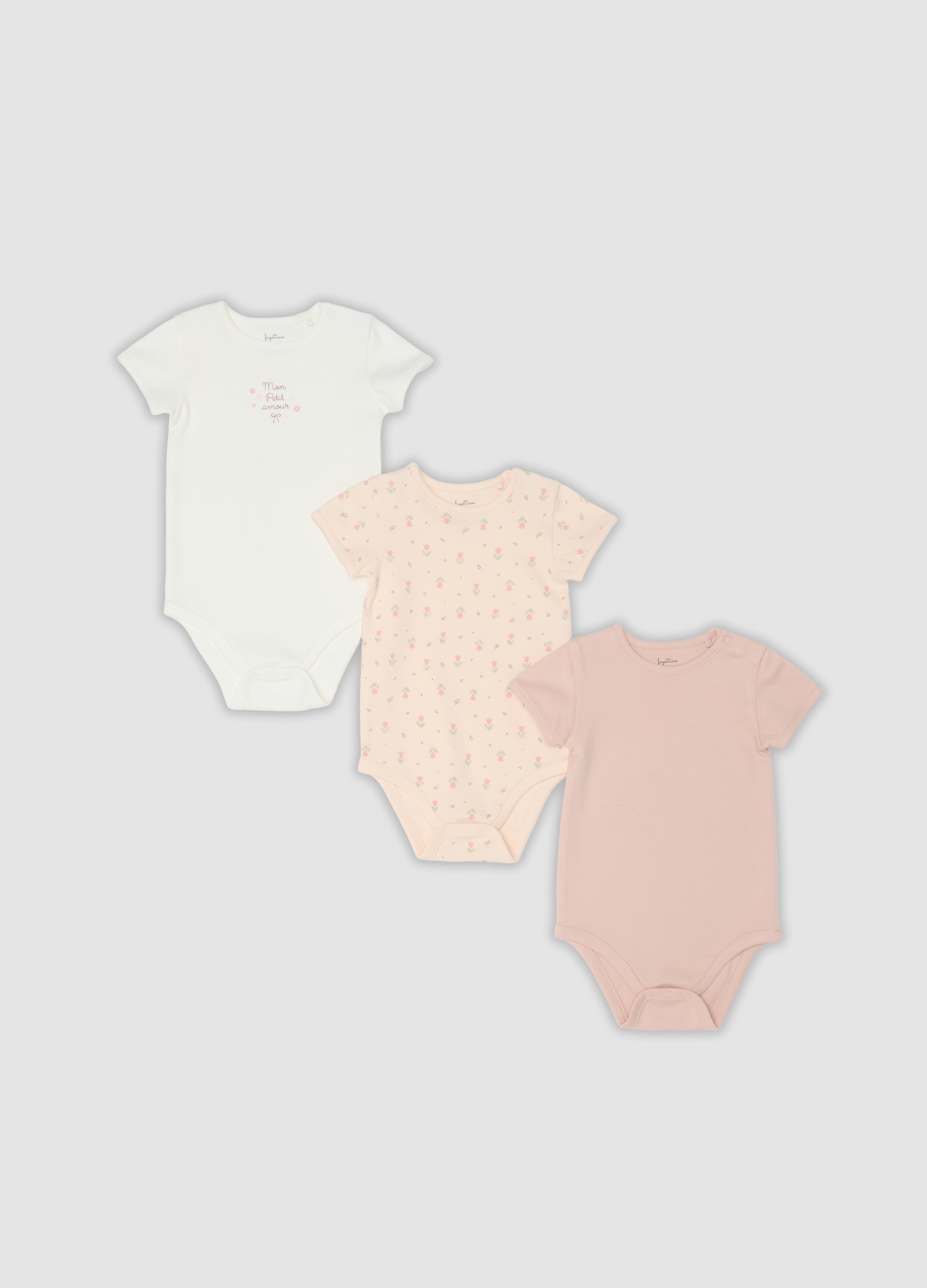 FAGOTTINO, Tripack Di Body Multicolor In Puro Cotone Organico Per Neonata, Multicolor, Taglia: 1-3