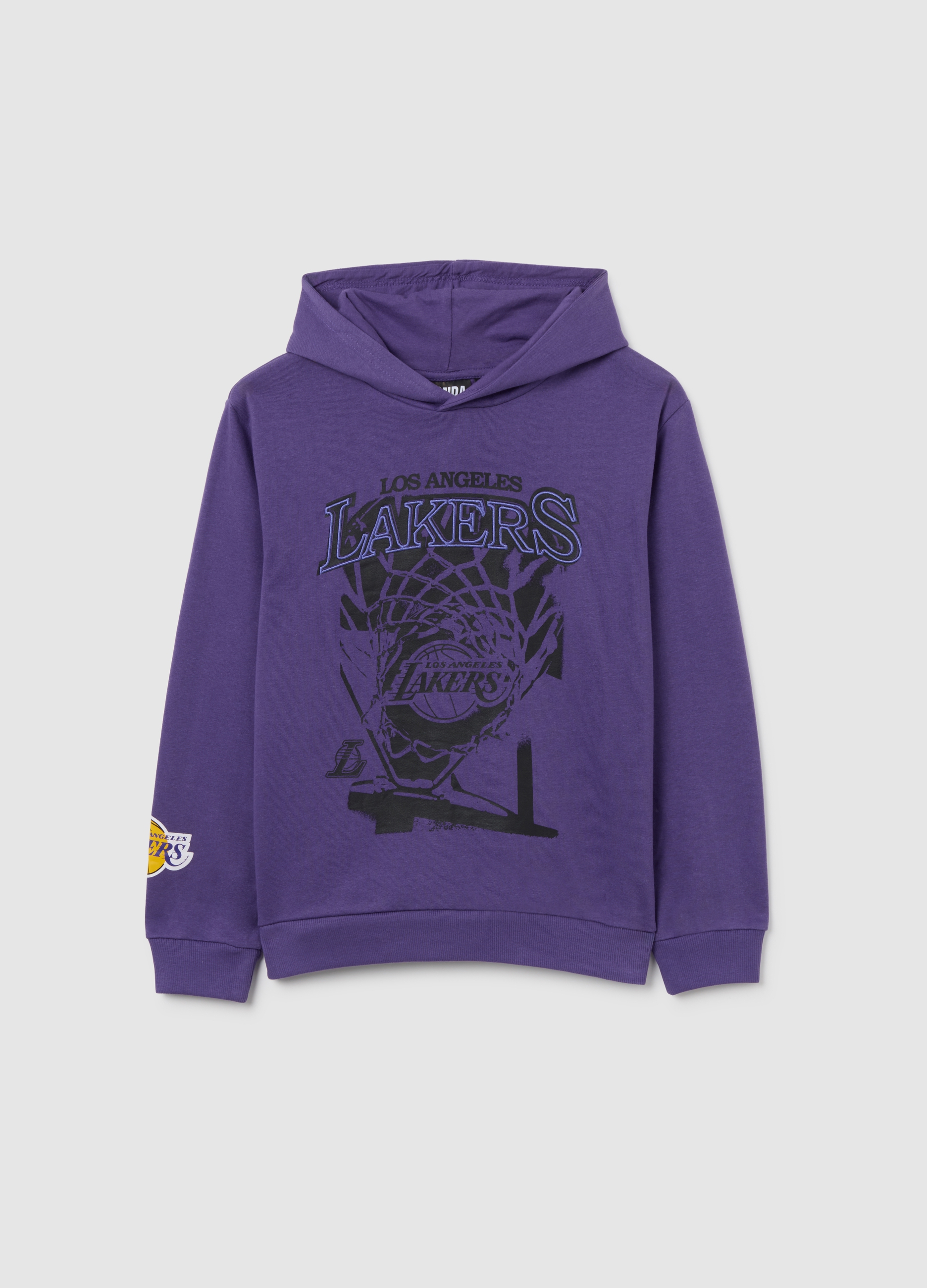 NBA, Sudadera Con Capucha Lakers Púrpura De Niño En Mezcla De Algodón, Ajuste Oversize, Niño, Morado oscuro, Talla: 10-11