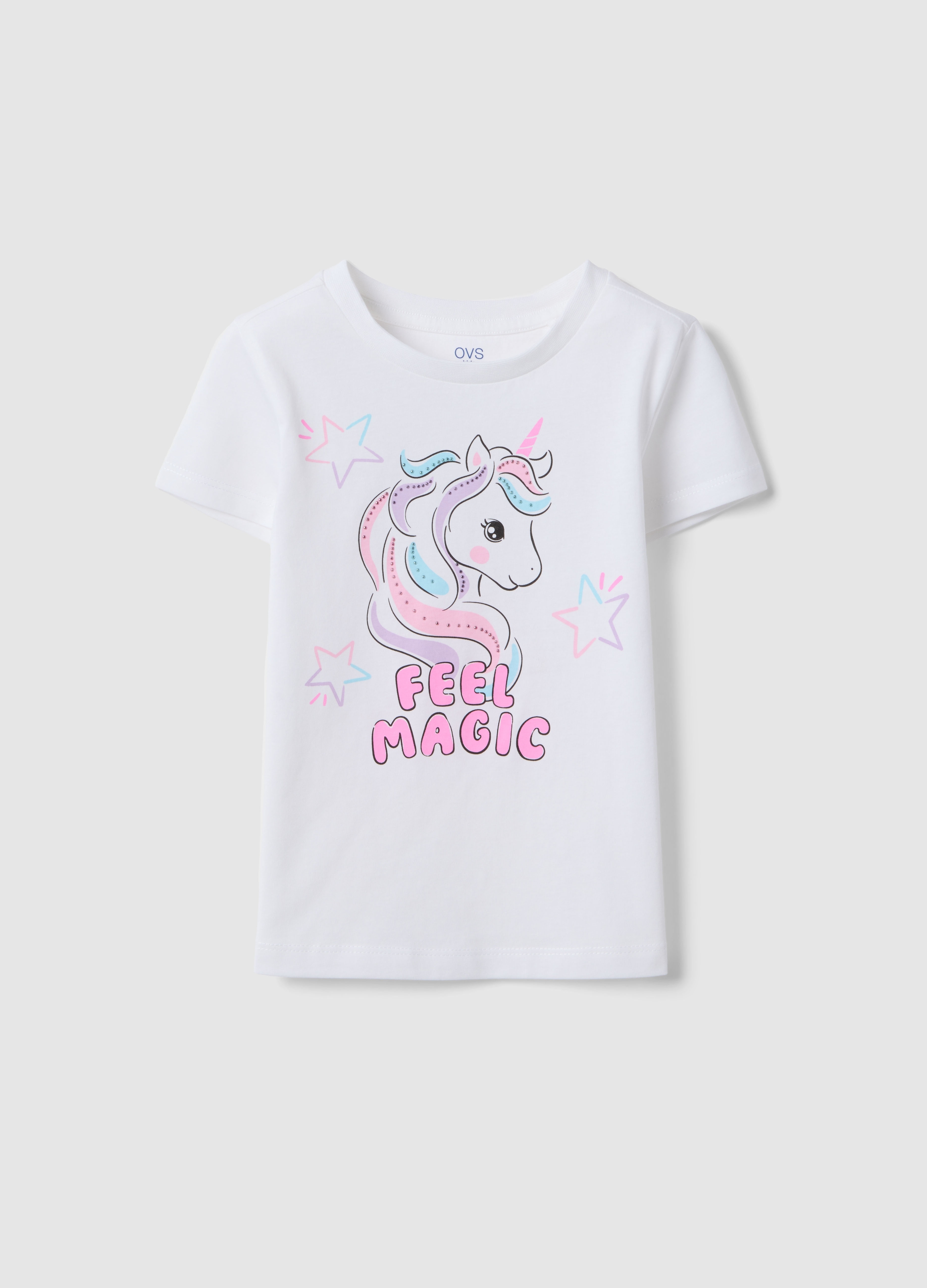 OVS KIDS, Camiseta Blanca De Algodón Regular Para Niñas Con Estampado, Niña, Blanco crema, Talla: 5-6