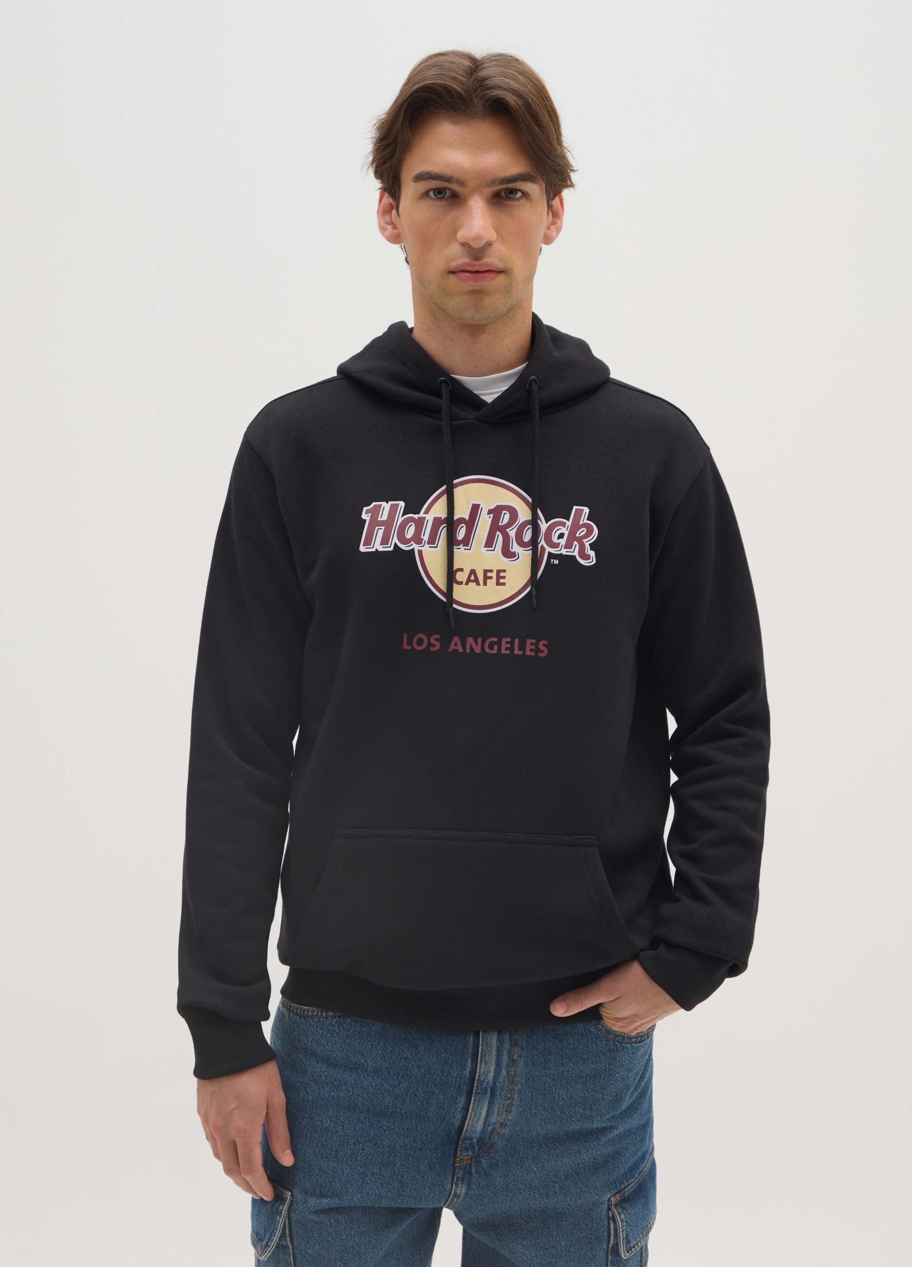 OVS, Felpa In Misto Cotone Nero Con Stampa Hard Rock Cafe, Uomo, Nero, Taglia: XXL