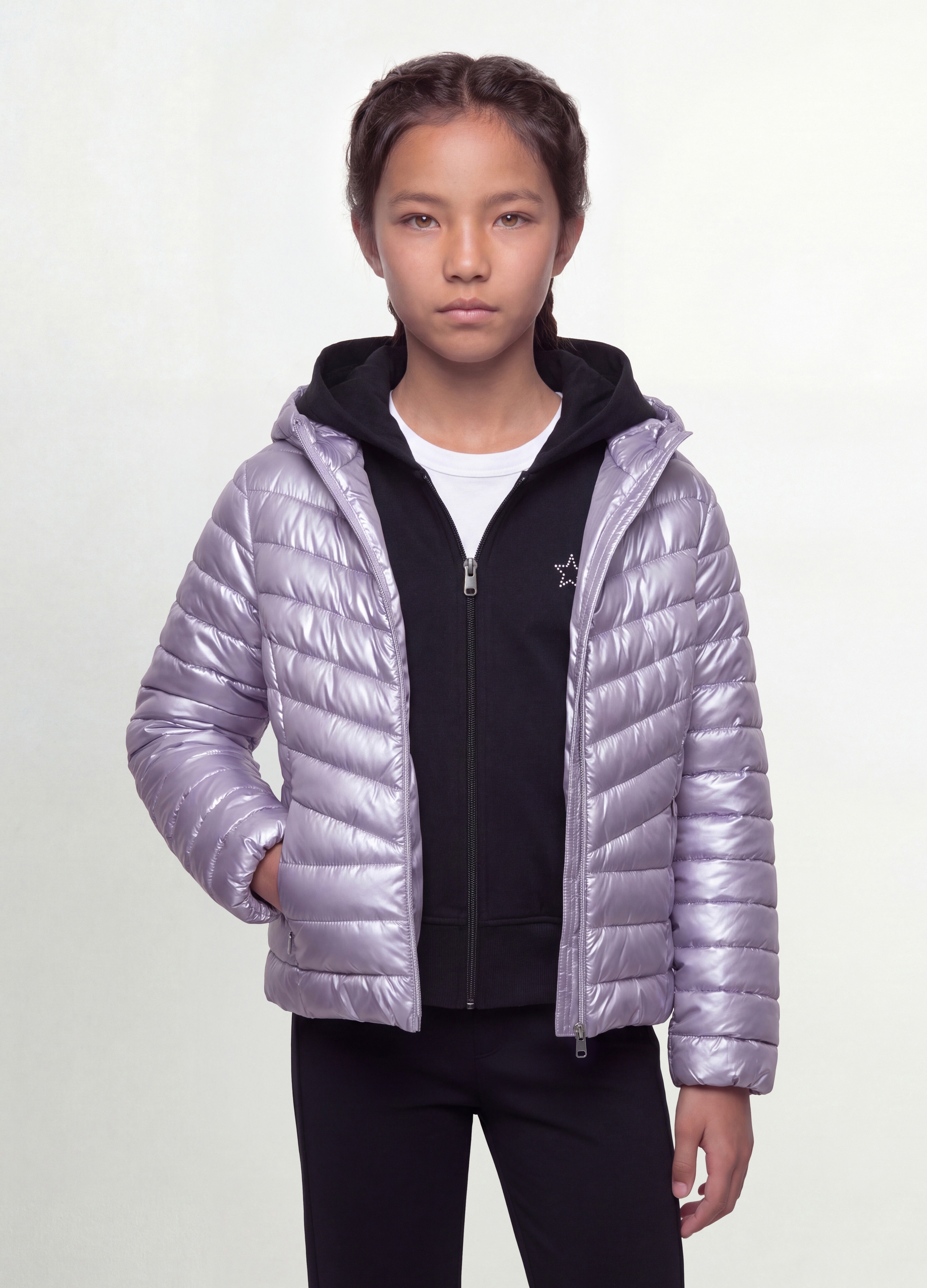 OVS KIDS, Giacca Ultralight Imbottita Viola Con Cappuccio E Zip Per Ragazza, Bambina, Viola, Taglia: 13-14