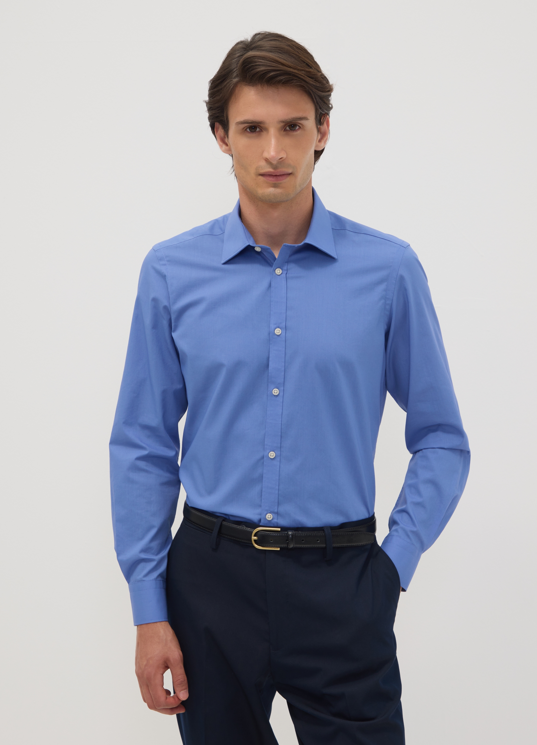 OVS, Camicia Blu Slim Fit Con Collo Classico Easy Iron, Uomo, Blu, Taglia: 38