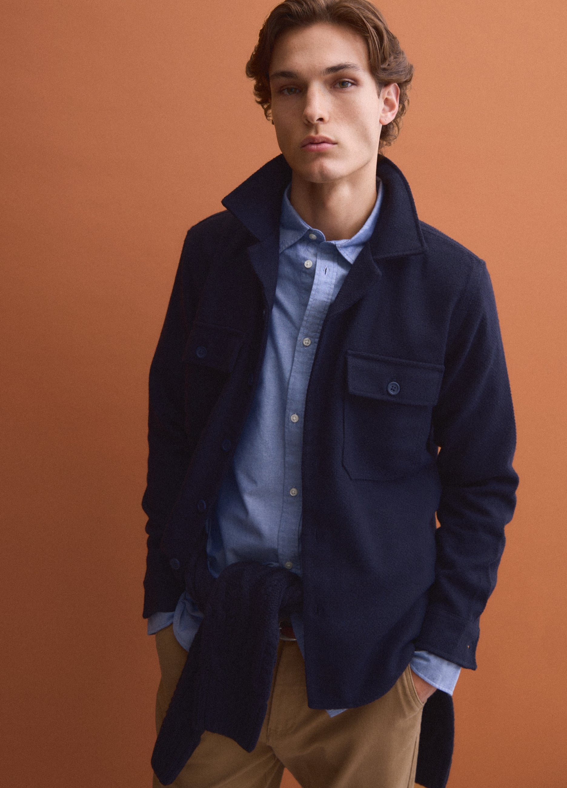 PIOMBO, Shacket Blu In Misto Lana E Viscosa Con Bottoni Over Fit, Uomo, Blu, Taglia: L