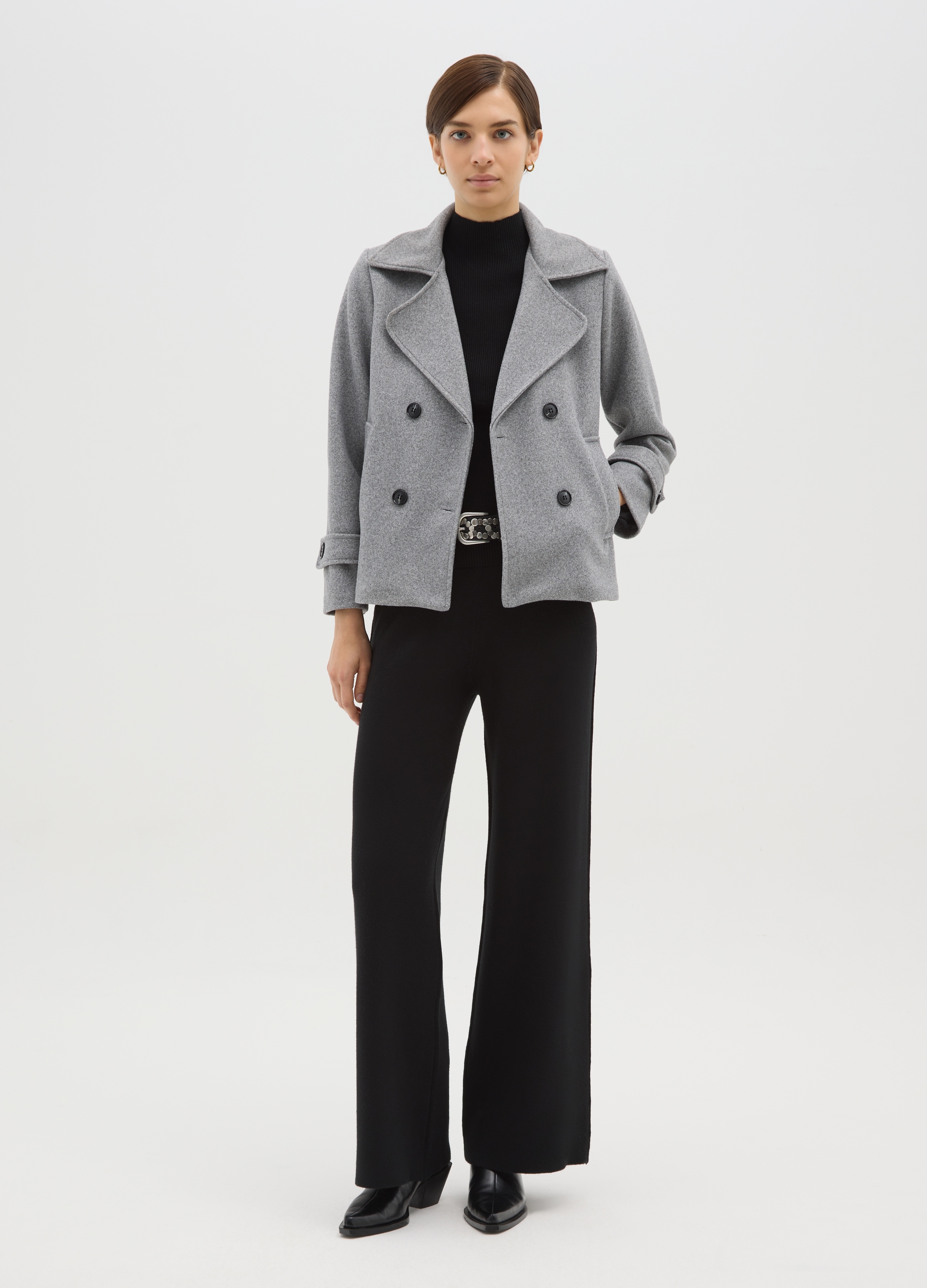 HYBRID, Giacca Doppiopetto Grigia Regular Fit Con Bottoni, Donna, Grigio, Taglia: L/XL