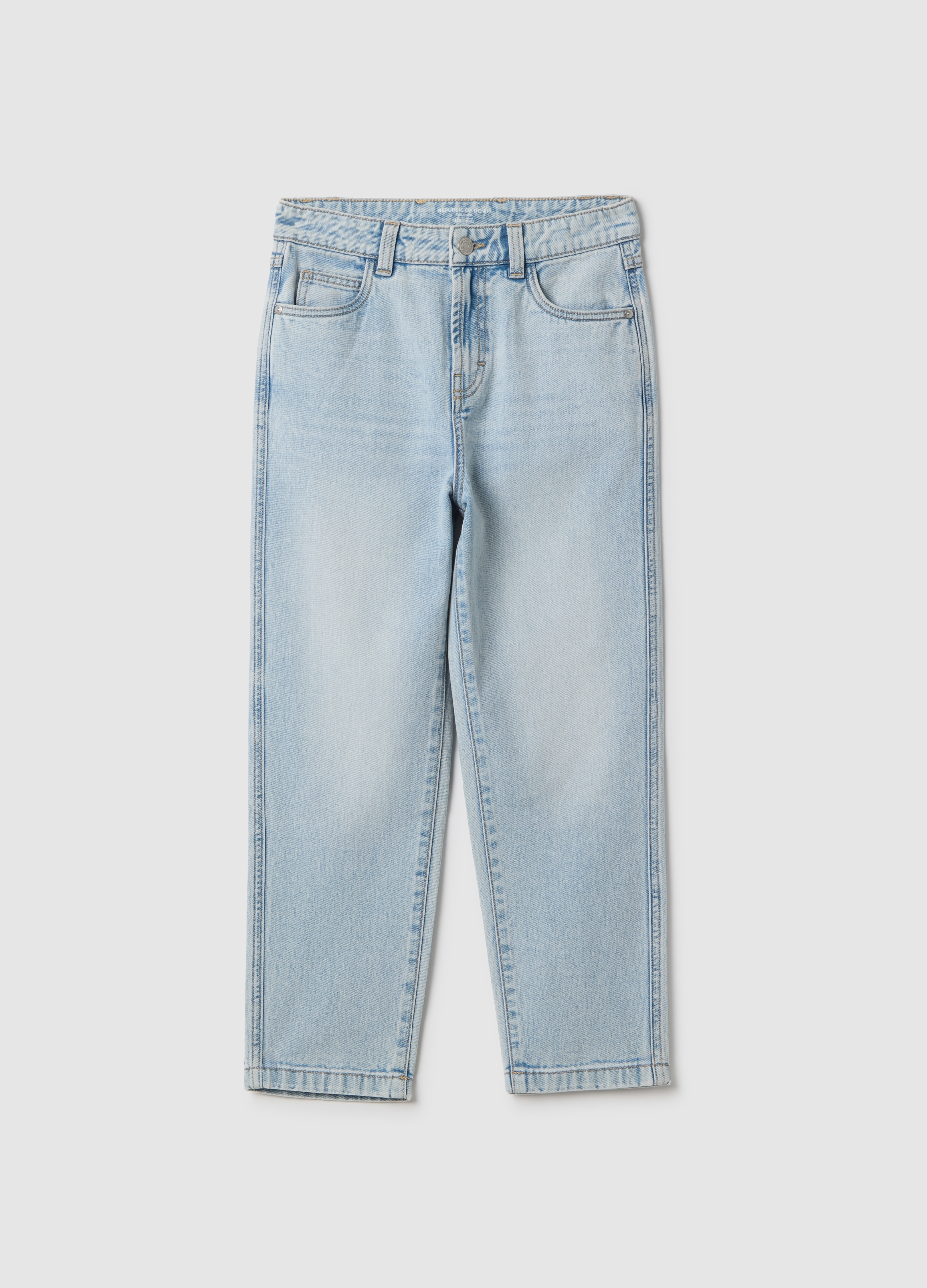 REPUBLIC OF DENIM, Jeans In Puro Cotone Denim Azzurro Da Ragazzo Relaxed Fit, Niño, Azul claro, Talla: 10-11