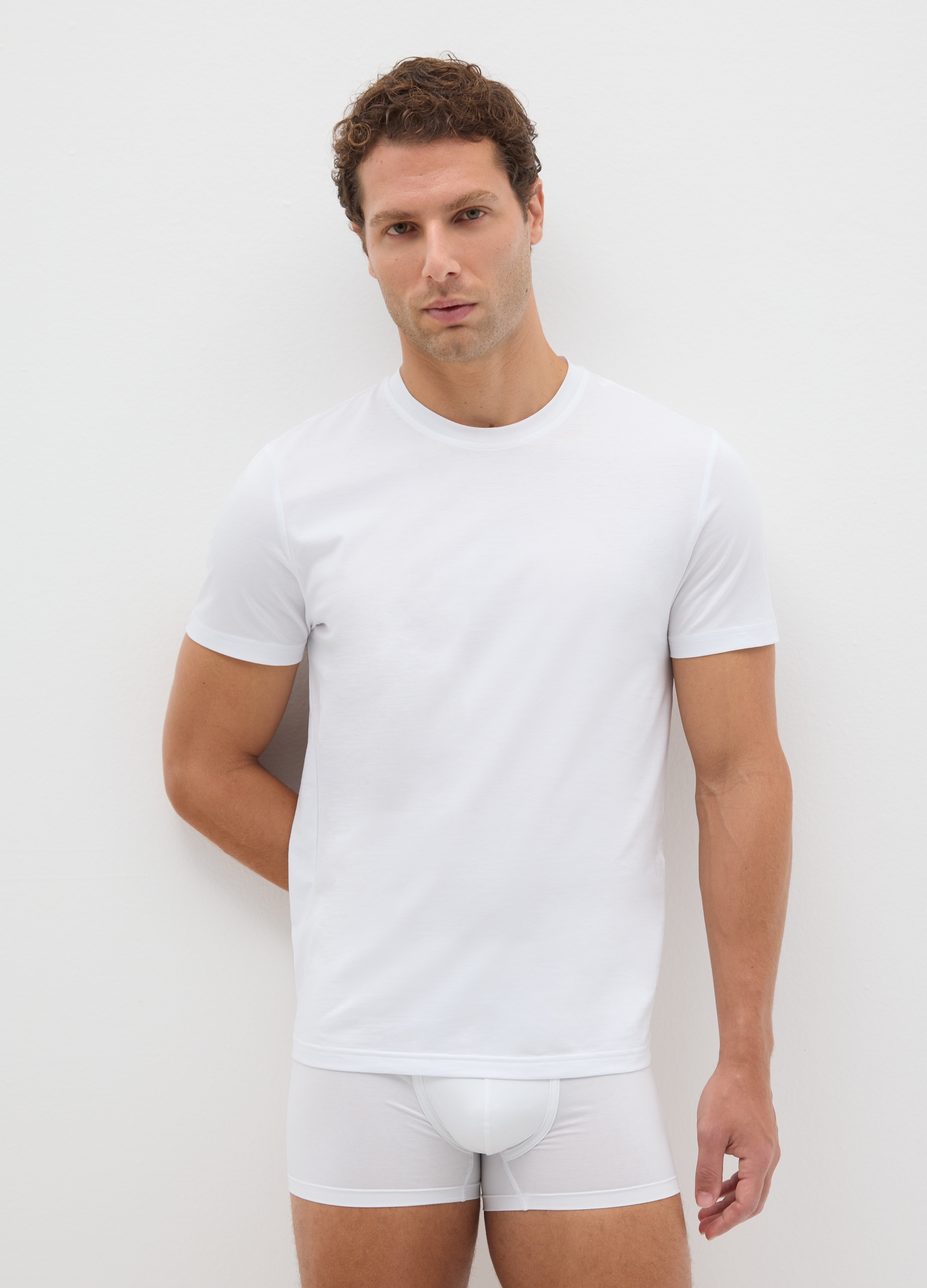 Camiseta Blanca De Ajuste Regular En Puro Algodón, Hombre, Blanco óptico, Talla: L