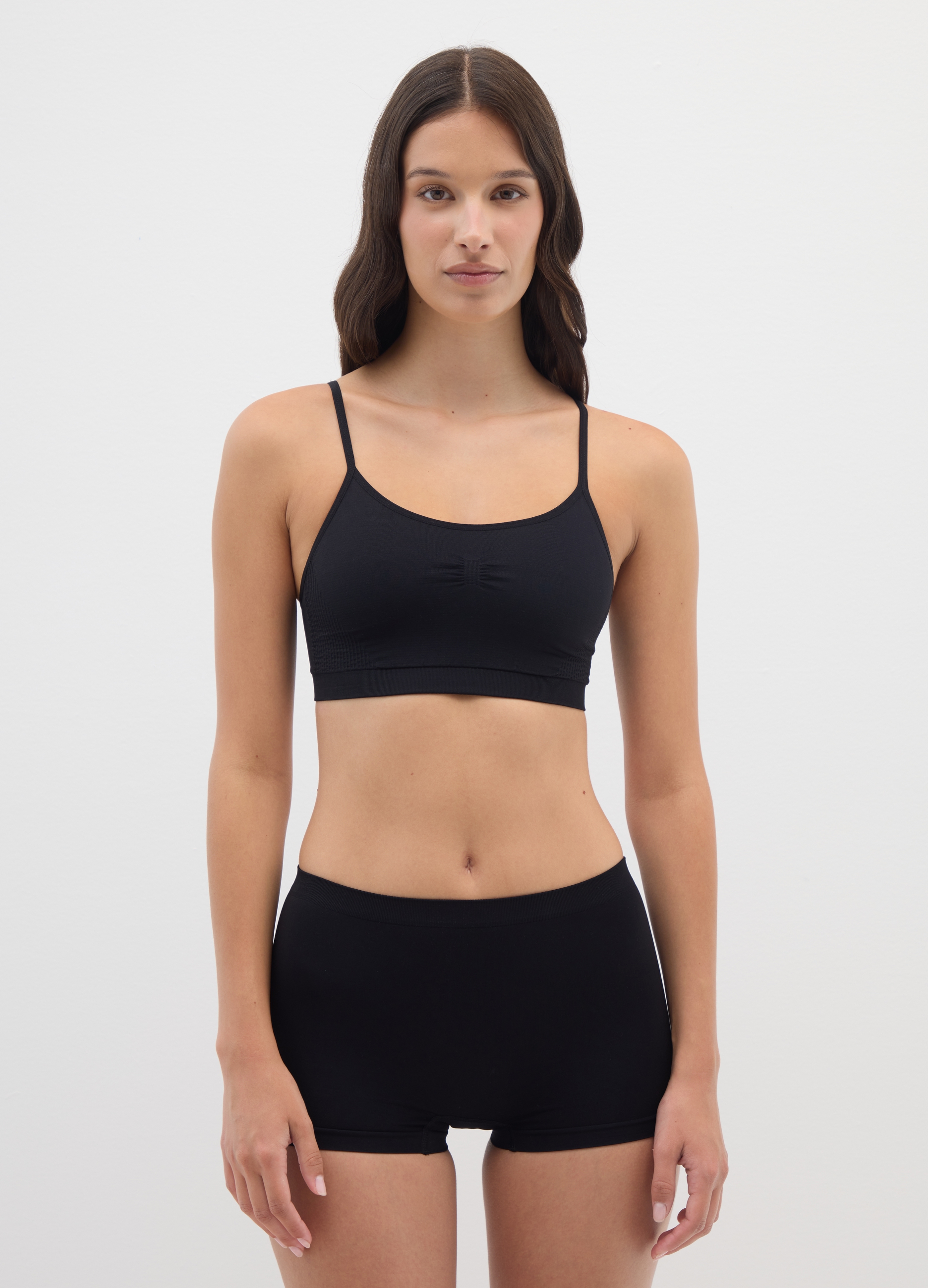 Top De Tejido Elástico Negro, Mujer, Gunmetal, Talla: 36