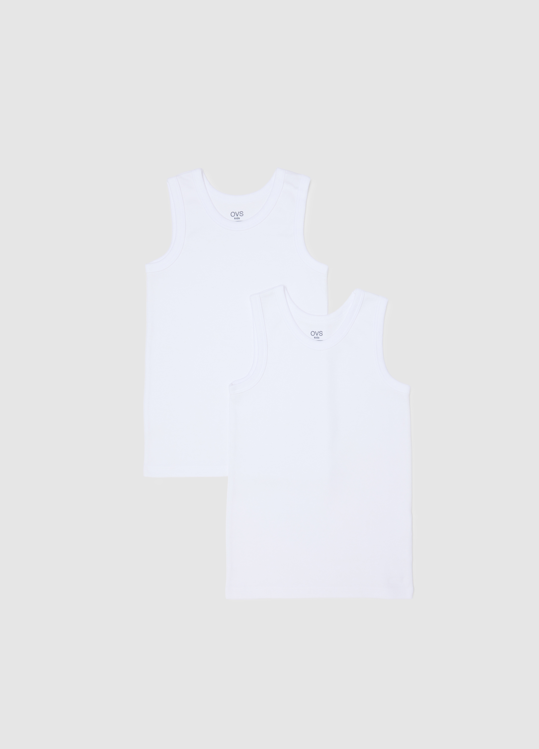 OVS KIDS, Pack De Dos Camisetas Sin Mangas Blancas De Algodón Para Niños, Niño, Blanco, Talla: 7-8