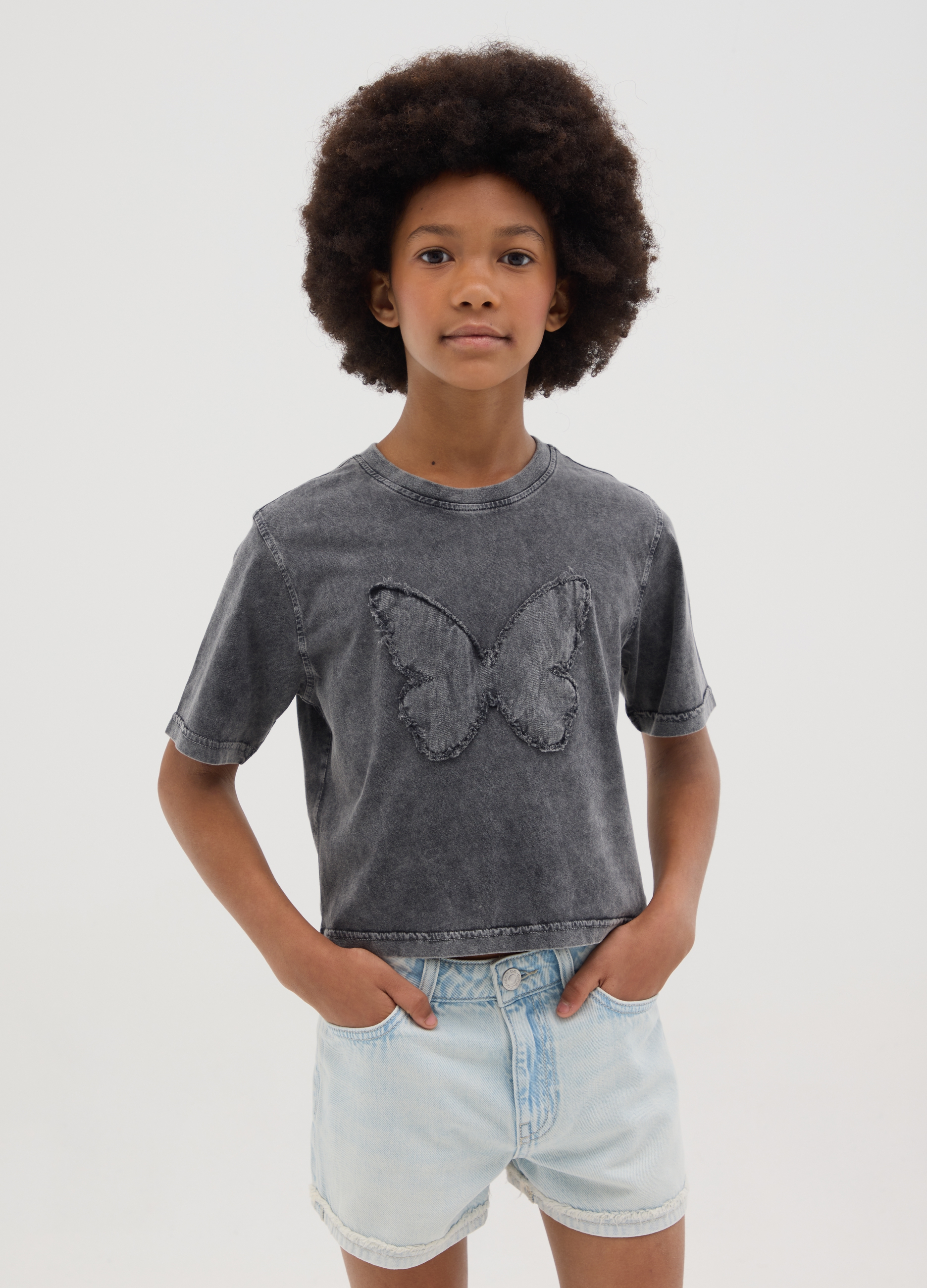 OVS, T-shirt Da Ragazza In Puro Cotone Grigia Boxy Fit, Bambina, Grigio, Taglia: 10-11