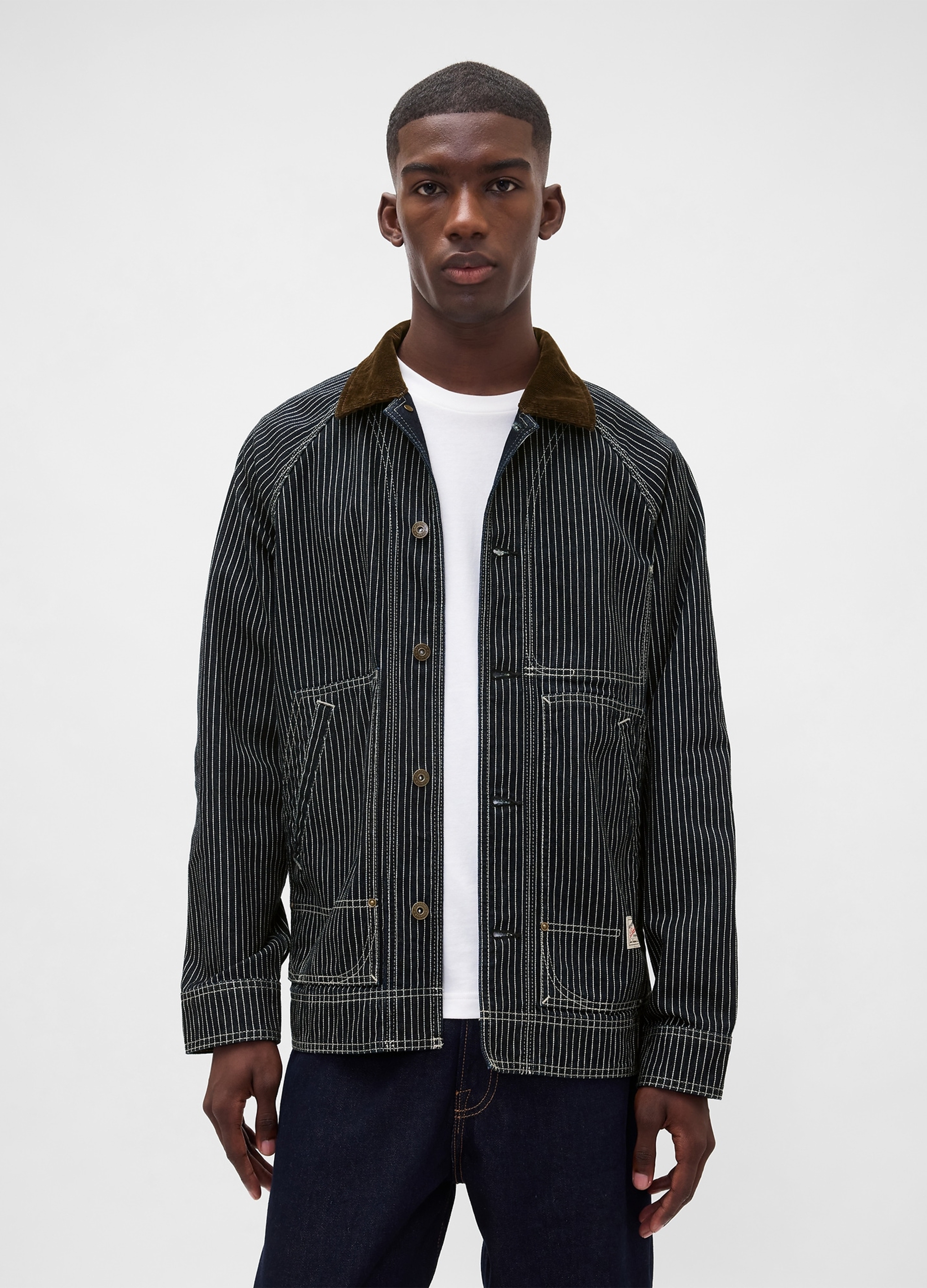 GAP, Giacca In Cotone A Righe, Uomo, Nero, Taglia: M