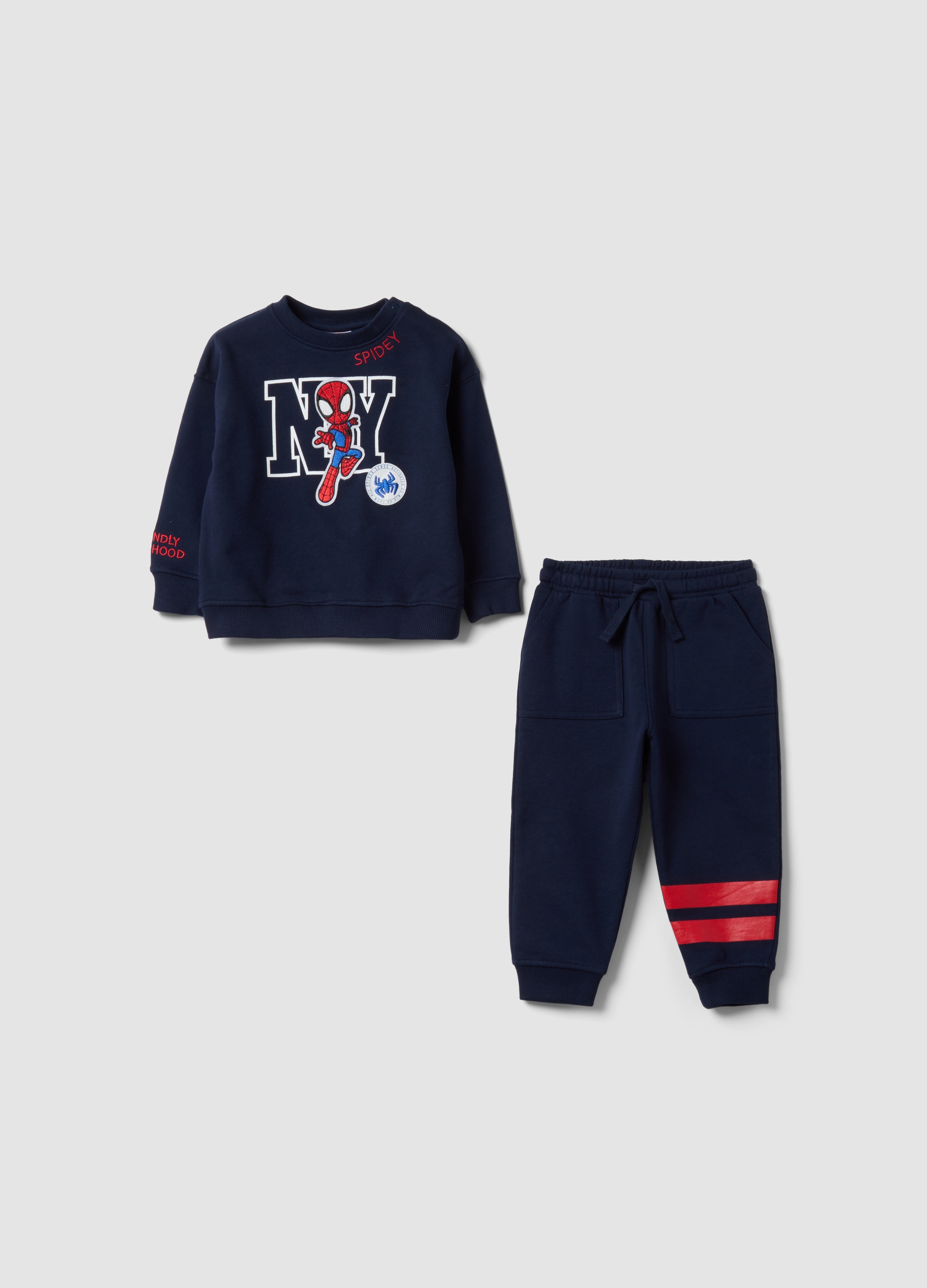 FAGOTTINO, Completo Over Fit Jogging Blu In Puro Cotone Con Stampa Marvel Spider-man Per Bimbo, Bambino, Blu, Taglia: 24-30