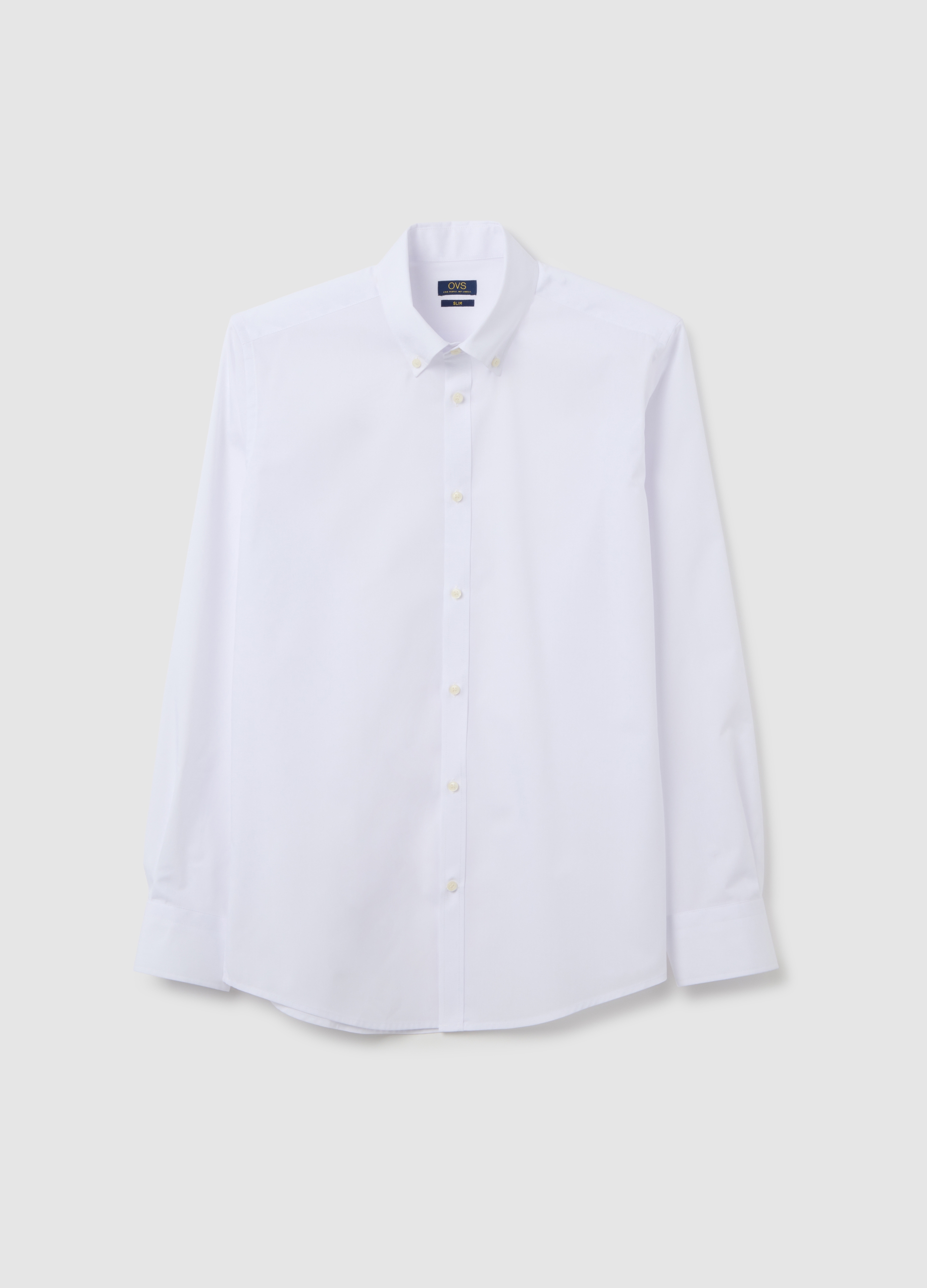 Camicia In Misto Cotone Bianca Slim Fit, Hombre, Blanco óptico, Talla: 41