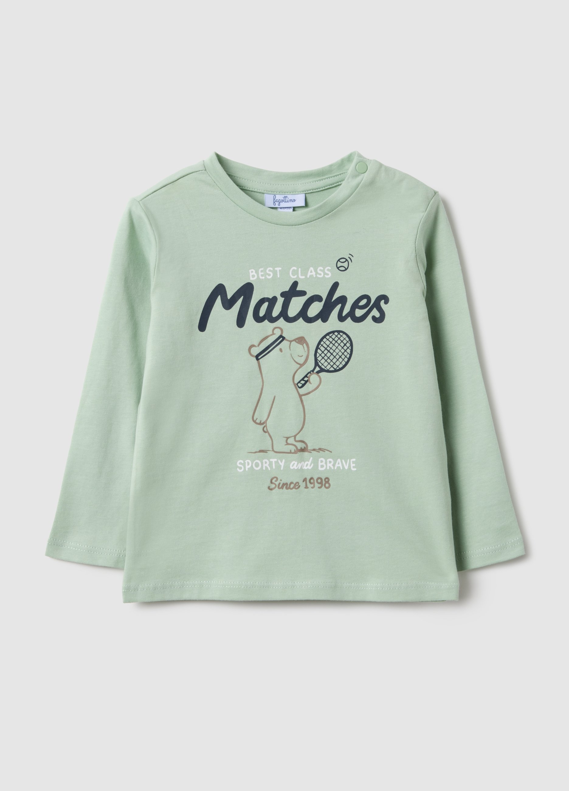 FAGOTTINO, Camiseta Verde De Algodón Puro Para Niño, Ajuste Regular Con Estampado, Niño, Verde claro, Talla: 12-18