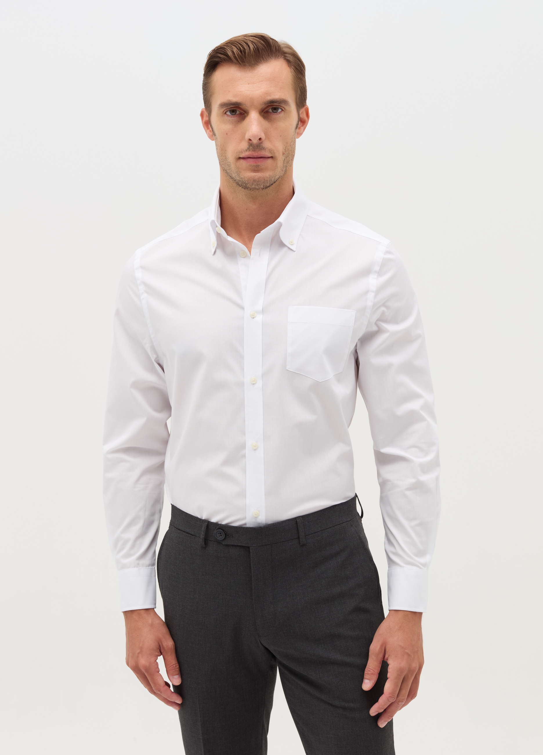 Camisa Regular Fit Con Bolsillo, Hombre, Blanco óptico, Talla: 40