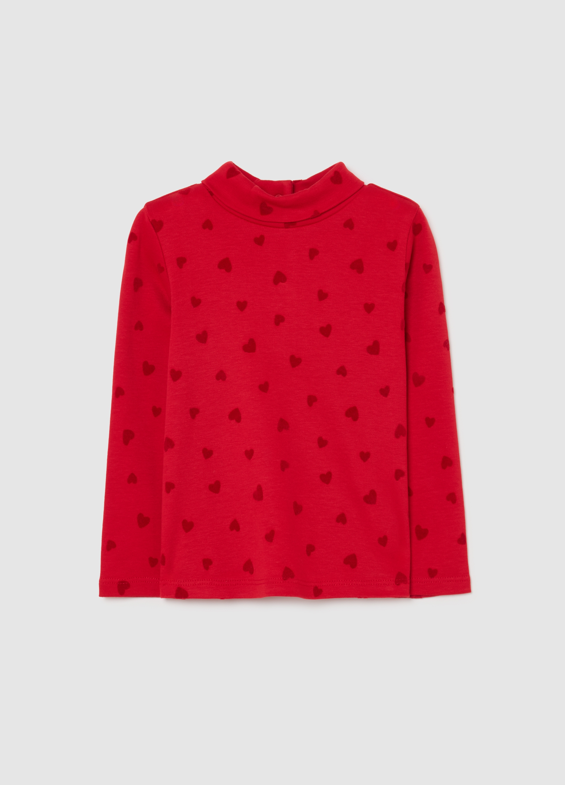 FAGOTTINO, Maglia Rossa Da Bimba In Puro Cotone Regular Fit Con Stampe Cuoricini, Bambina, Rosso, Taglia: 30-36