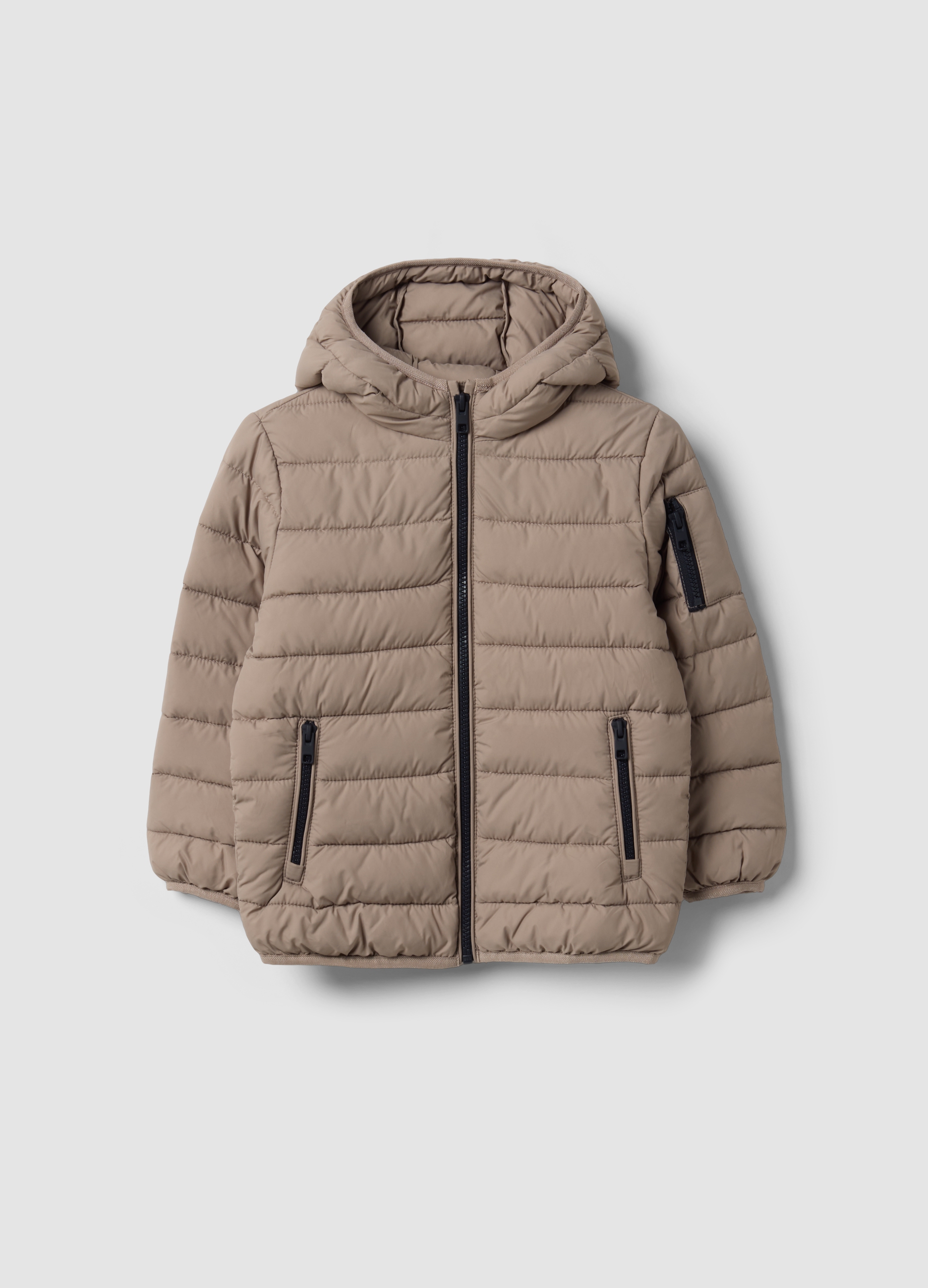 OVS KIDS, Giubbotto Utralight Beige Imbottito Con Cappuccio E Zip Per Bambino, Beige, Taglia: 9-10