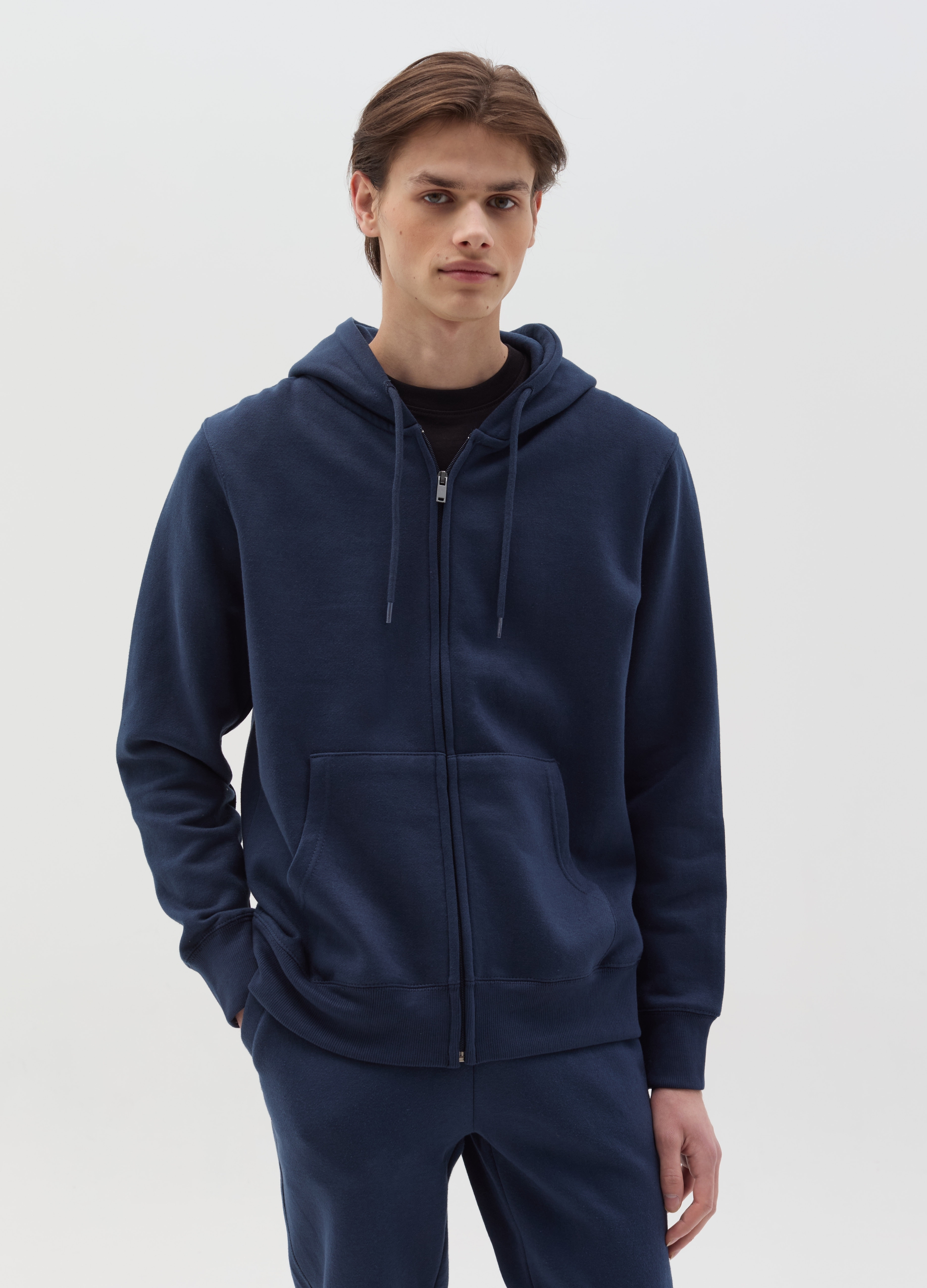 OVS, Full-zip In Felpa Con Cappuccio, Uomo, Blu, Taglia: L